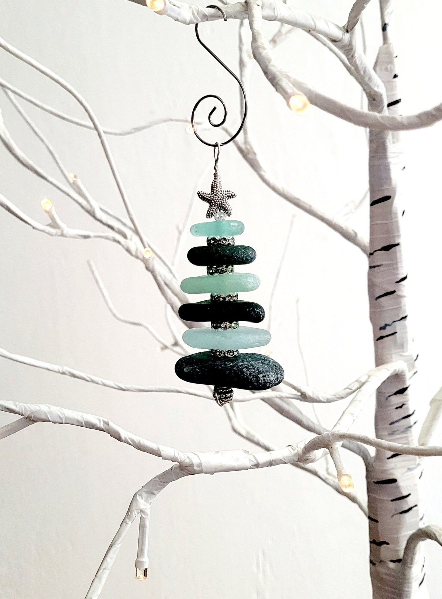 Sea Glass Christmas Tree Ornament/Sea Glass Pine Tree Ornament/Genuine Sea Glass Tree Ornament/169