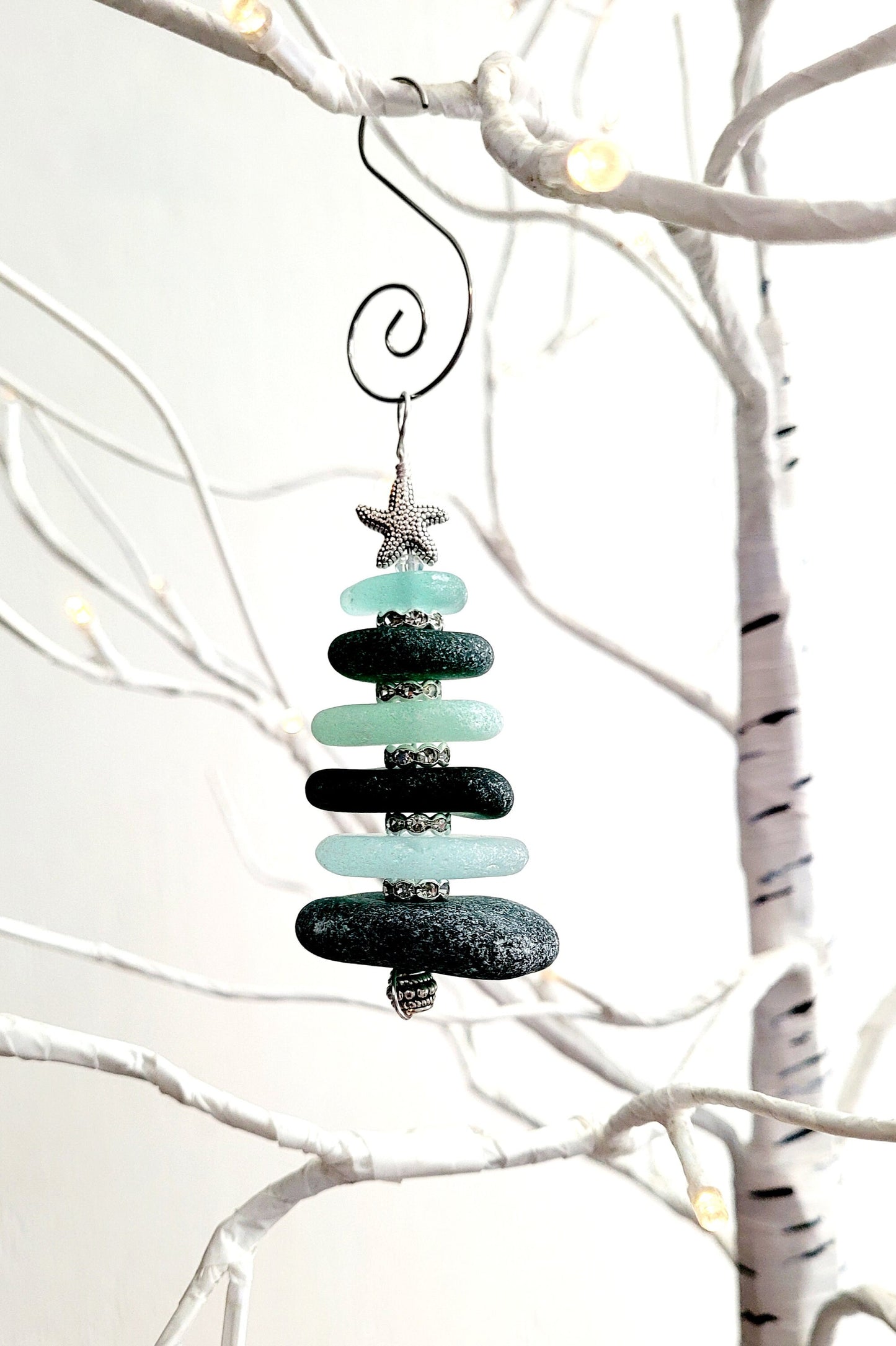 Sea Glass Christmas Tree Ornament/Sea Glass Pine Tree Ornament/Genuine Sea Glass Tree Ornament/169