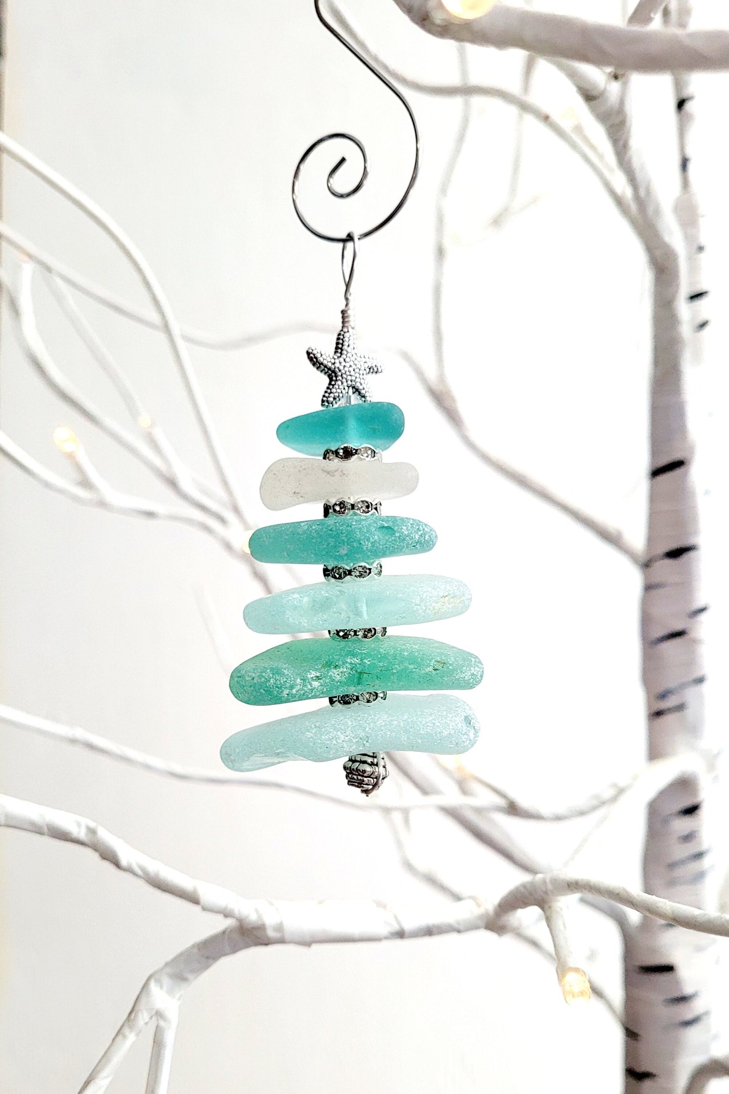 Sea Glass Christmas Tree Ornament/Sea Glass Pine Tree Ornament/Genuine Sea Glass Tree Ornament/170