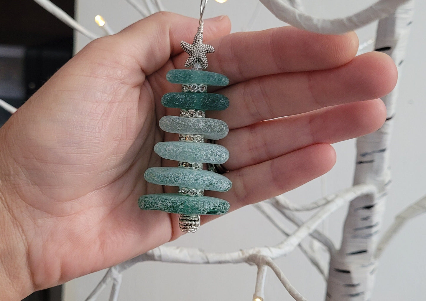 Sea Glass Christmas Tree Ornament/Sea Glass Pine Tree Ornament/Genuine Sea Glass Tree Ornament/172