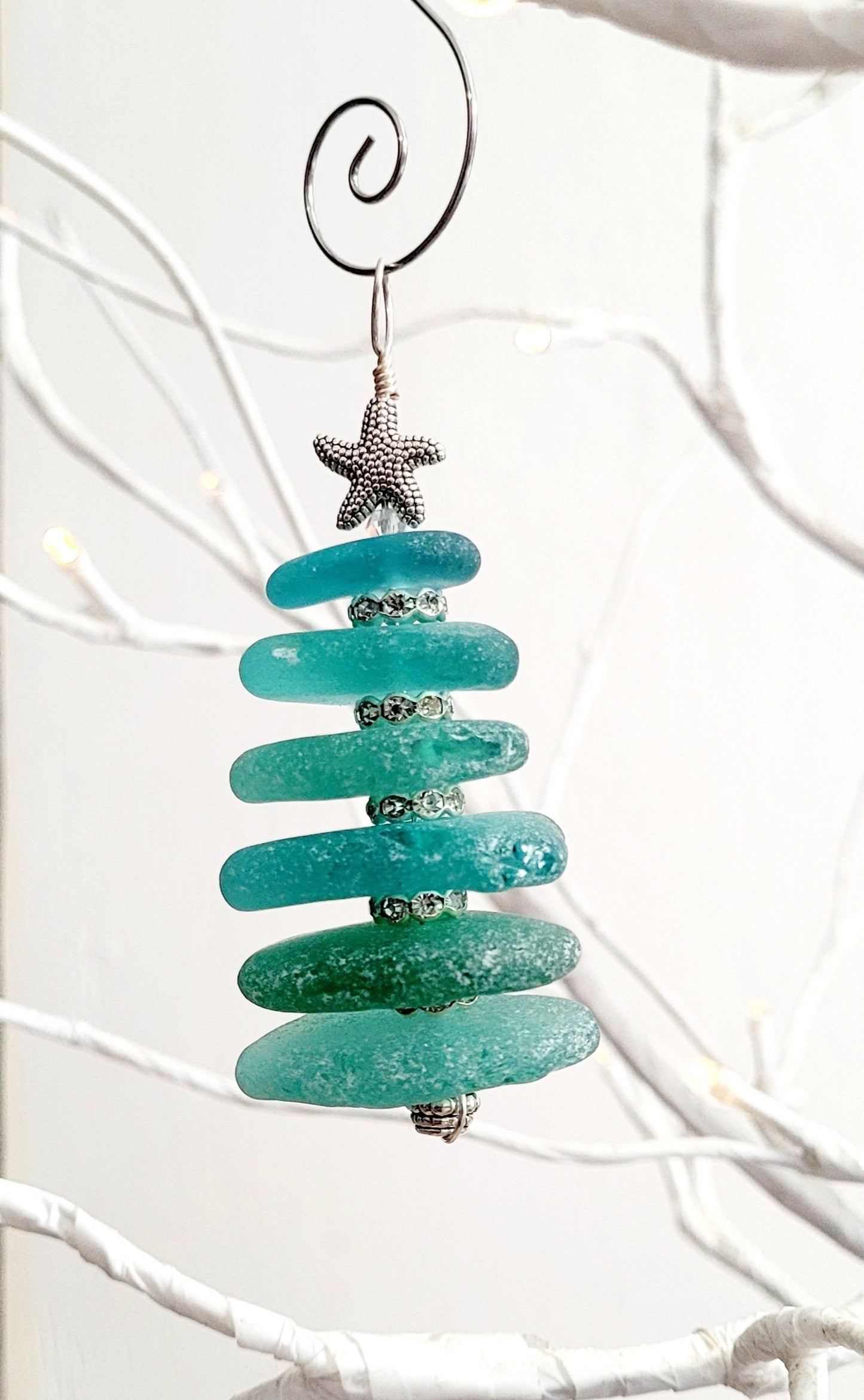 Sea Glass Christmas Tree Ornament/Sea Glass Pine Tree Ornament/Genuine Sea Glass Tree Ornament/177