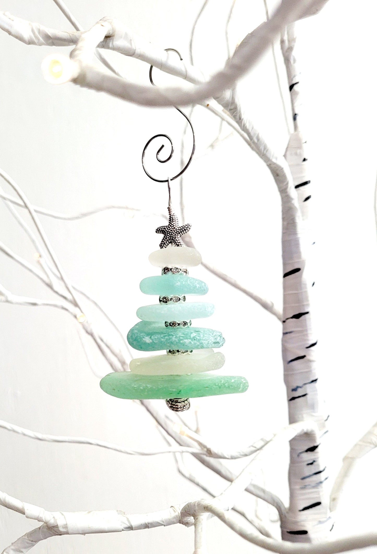 Sea Glass Christmas Tree Ornament/Sea Glass Pine Tree Ornament/Genuine Sea Glass Tree Ornament/178