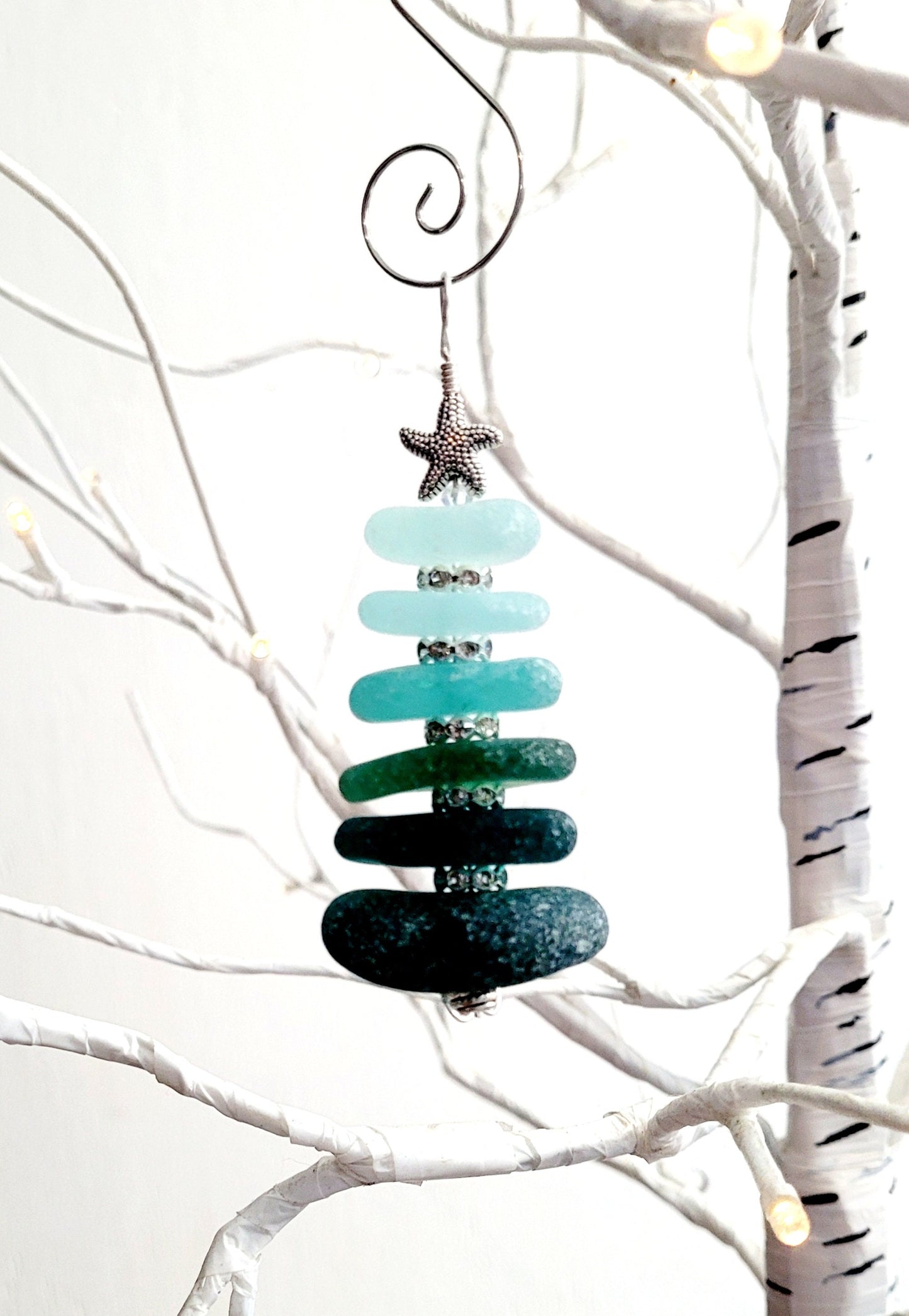 Sea Glass Christmas Tree Ornament/Sea Glass Pine Tree Ornament/Genuine Sea Glass Tree Ornament/179