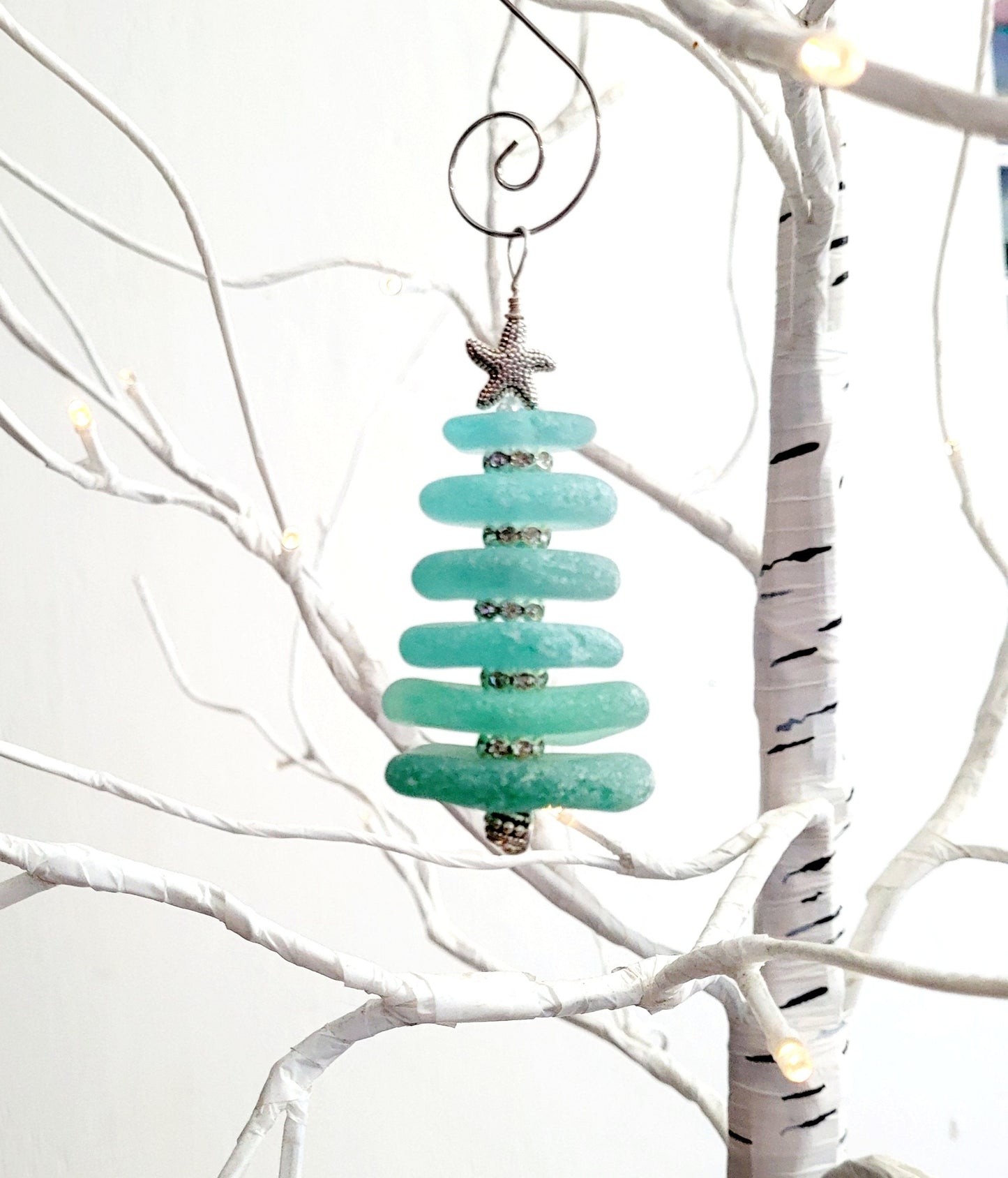 Sea Glass Christmas Tree Ornament/Sea Glass Pine Tree Ornament/Genuine Sea Glass Tree Ornament/180