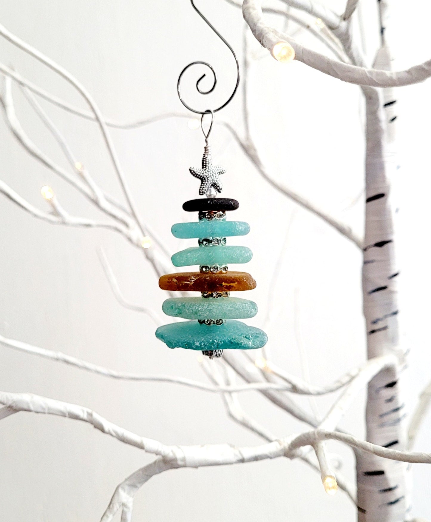 Sea Glass Christmas Tree Ornament/Sea Glass Pine Tree Ornament/Genuine Sea Glass Tree Ornament/181