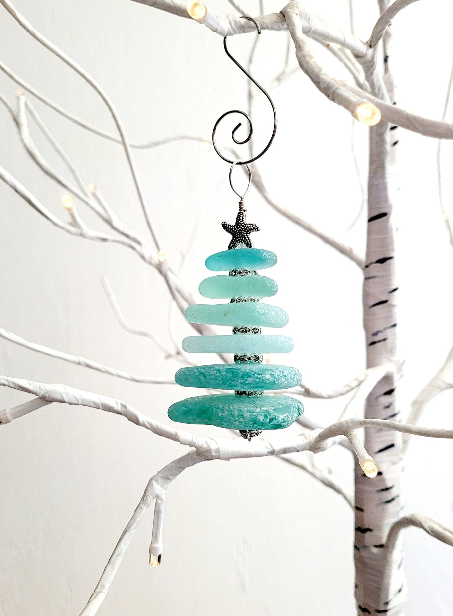 Sea Glass Christmas Tree Ornament/Sea Glass Pine Tree Ornament/Genuine Sea Glass Tree Ornament/185