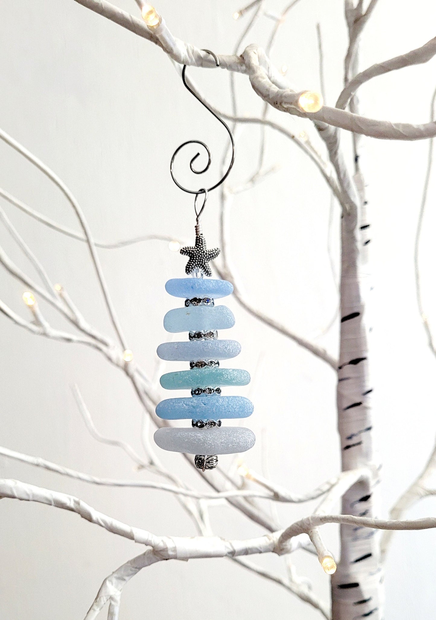 Sea Glass Christmas Tree Ornament/Sea Glass Pine Tree Ornament/Genuine Sea Glass Tree Ornament/189