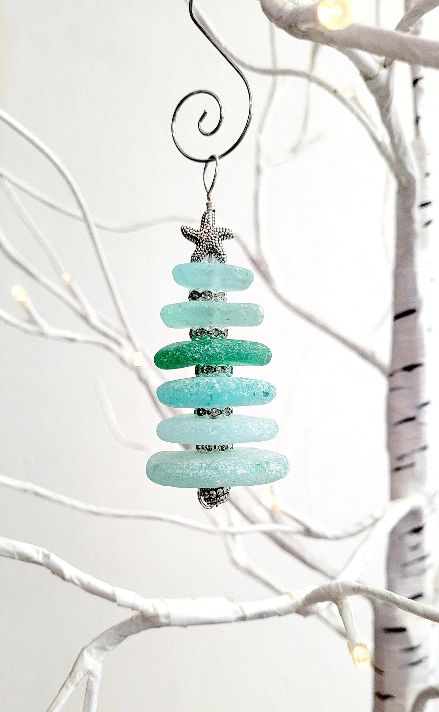 Sea Glass Christmas Tree Ornament/Sea Glass Pine Tree Ornament/Genuine Sea Glass Tree Ornament/197