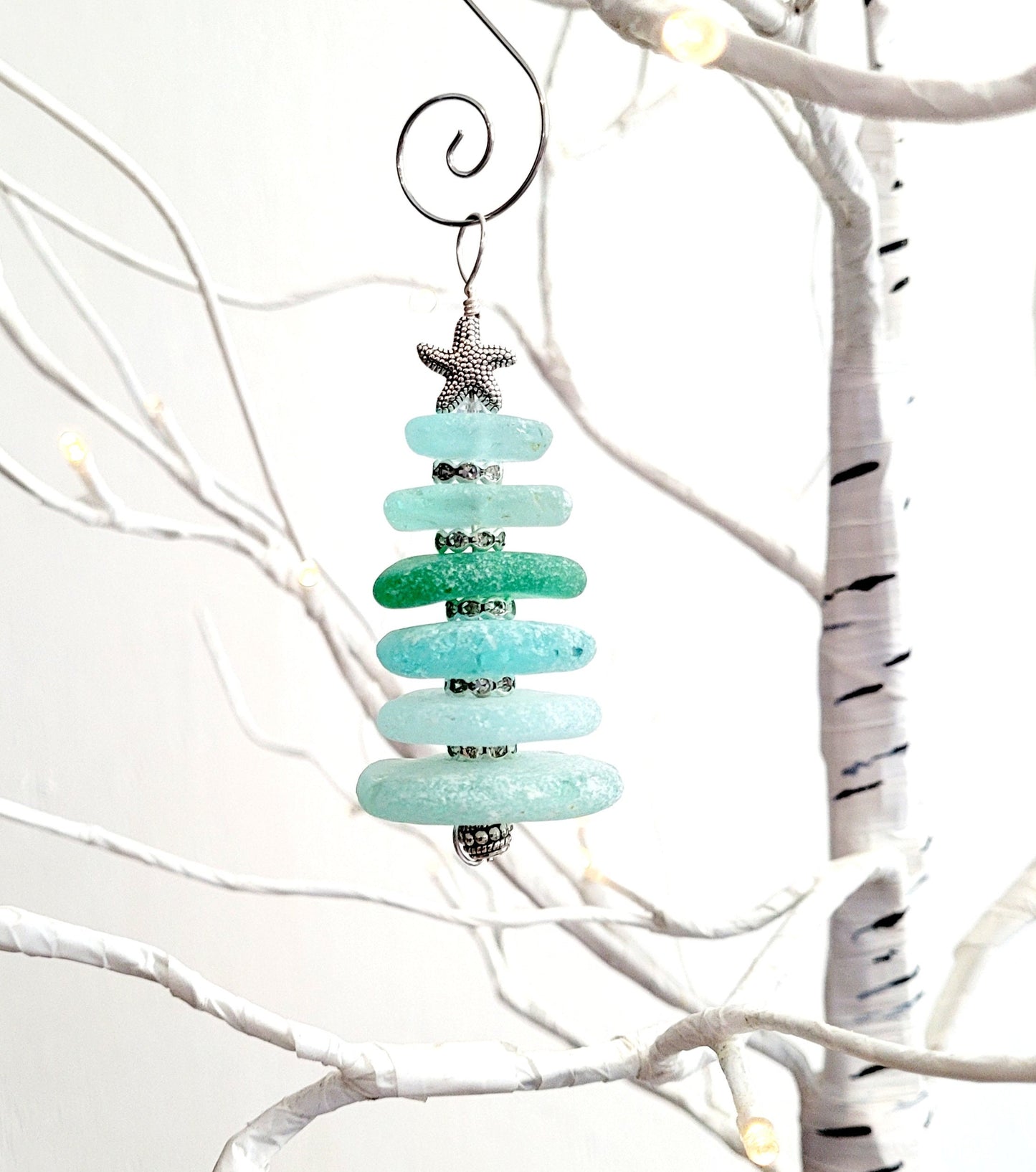 Sea Glass Christmas Tree Ornament/Sea Glass Pine Tree Ornament/Genuine Sea Glass Tree Ornament/197