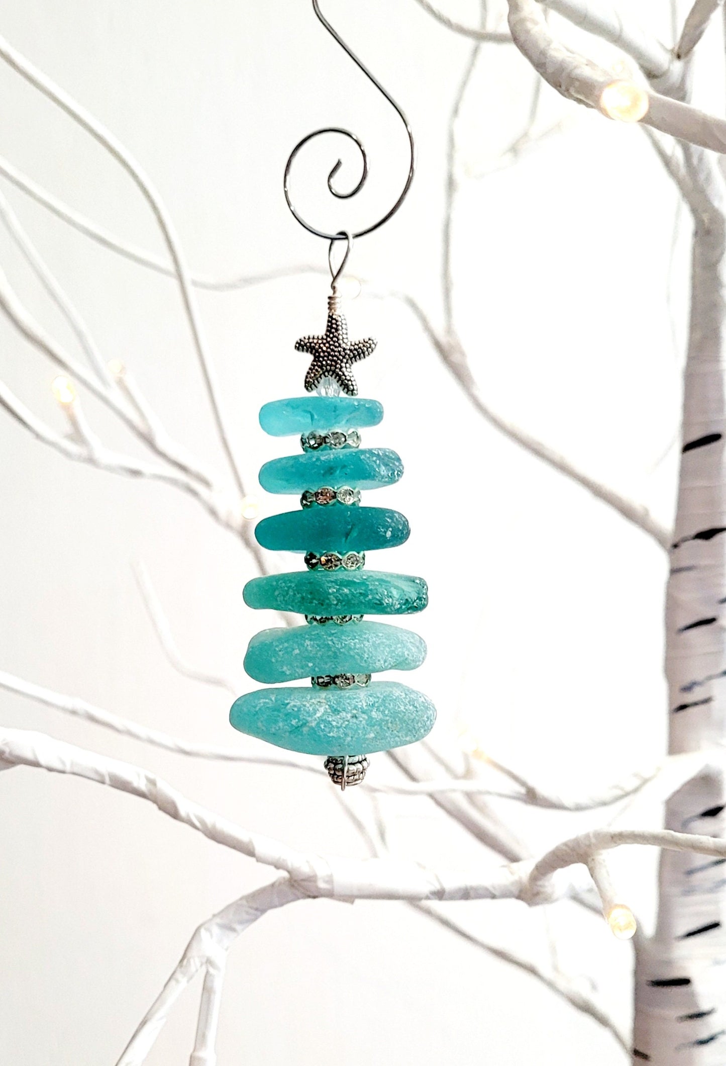 Sea Glass Christmas Tree Ornament/Sea Glass Pine Tree Ornament/Genuine Sea Glass Tree Ornament/198