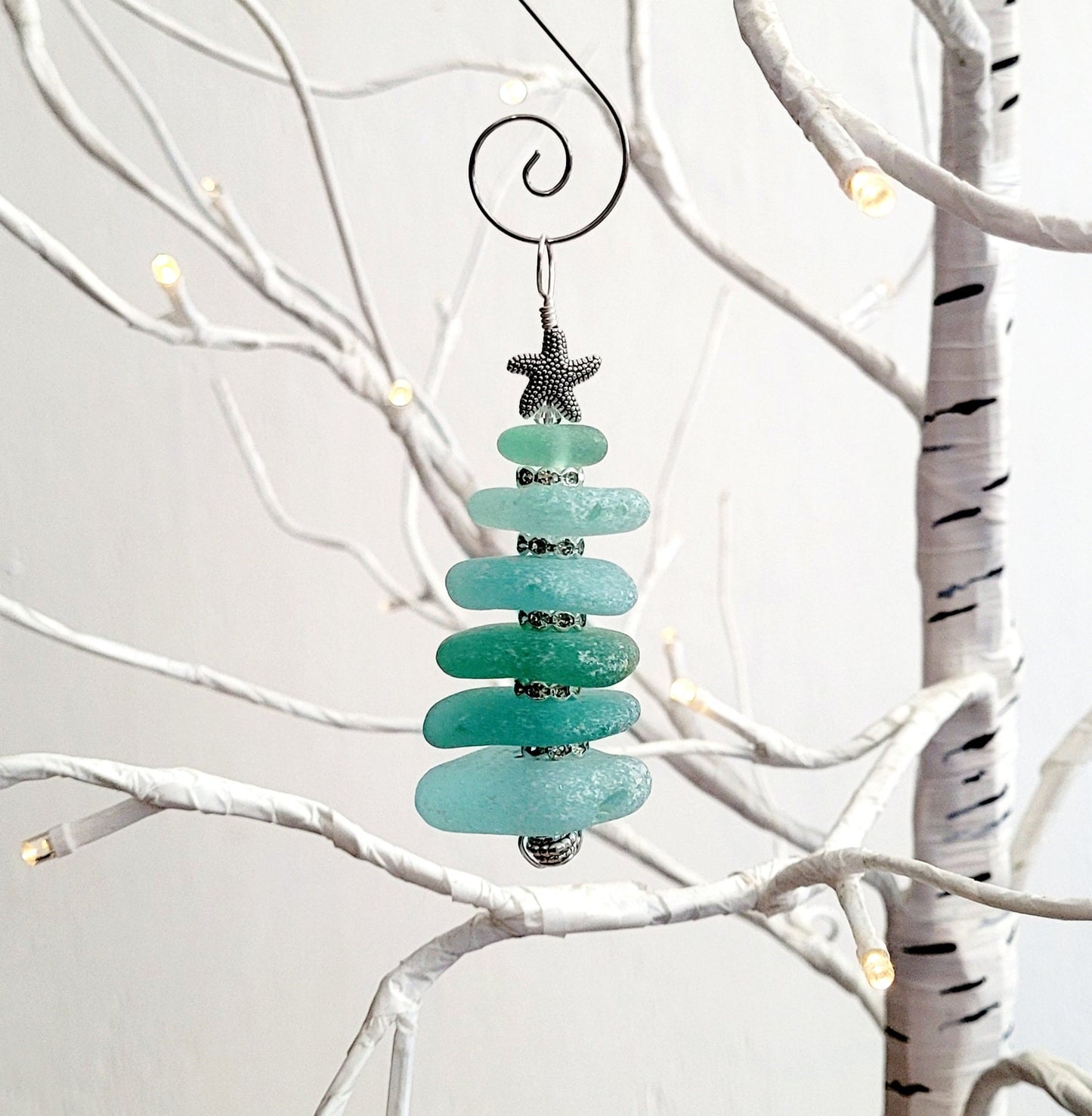 Sea Glass Christmas Tree Ornament/Sea Glass Pine Tree Ornament/Genuine Sea Glass Tree Ornament/199