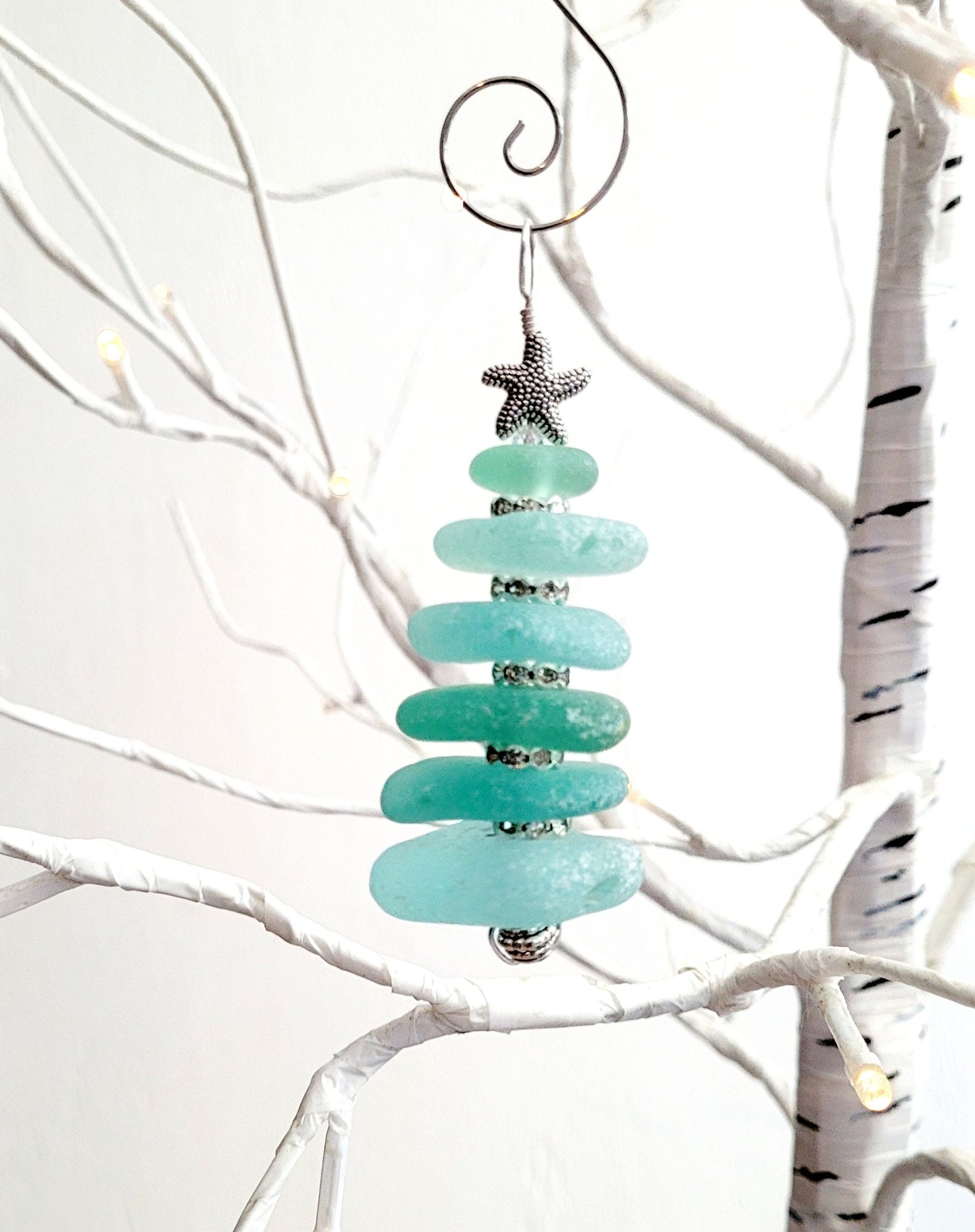 Sea Glass Christmas Tree Ornament/Sea Glass Pine Tree Ornament/Genuine Sea Glass Tree Ornament/199