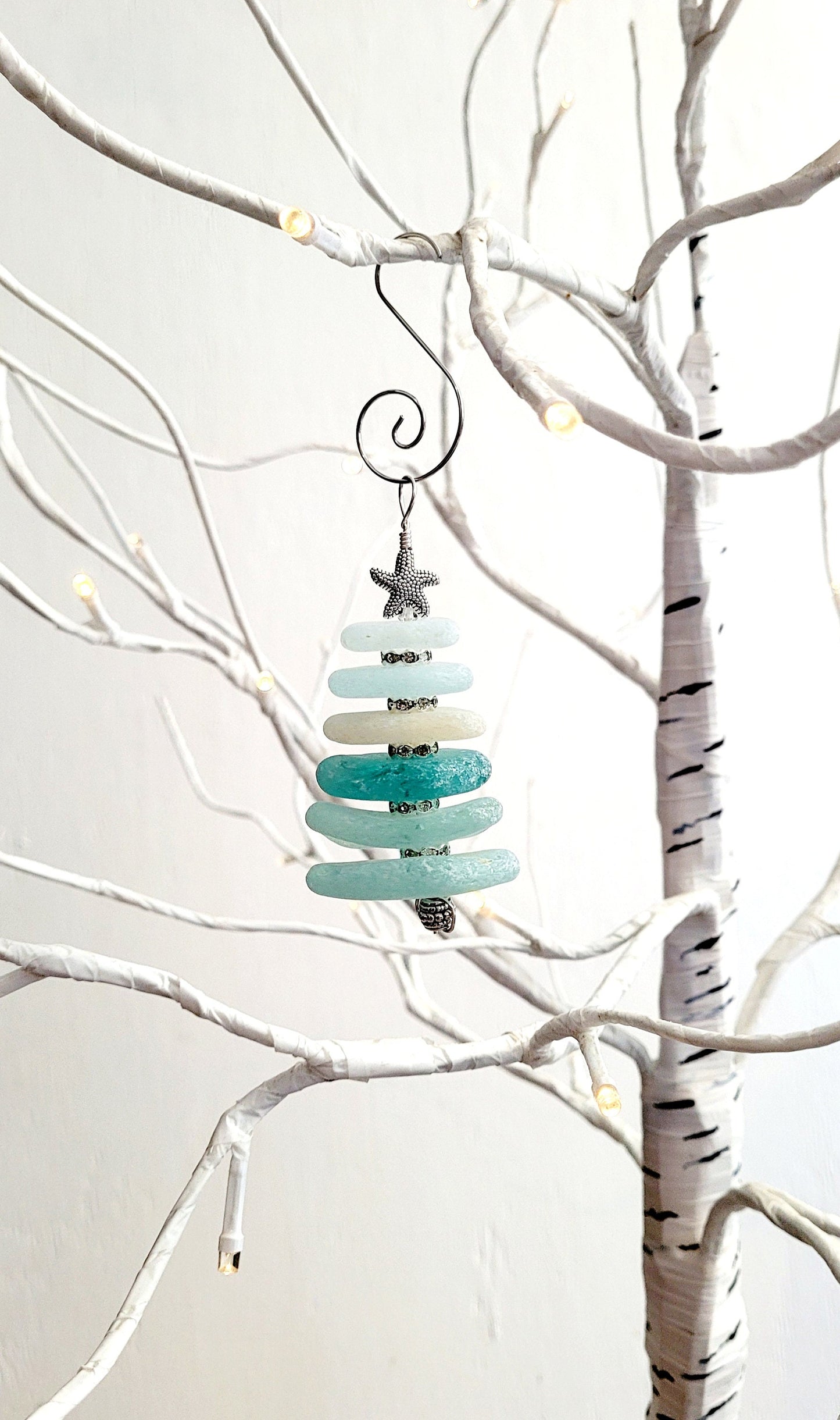 Sea Glass Christmas Tree Ornament/Sea Glass Pine Tree Ornament/Genuine Sea Glass Tree Ornament/200