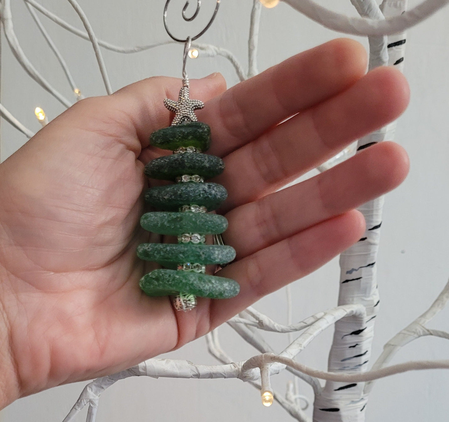 Sea Glass Christmas Tree Ornament/Sea Glass Pine Tree Ornament/Genuine Sea Glass Tree Ornament/201