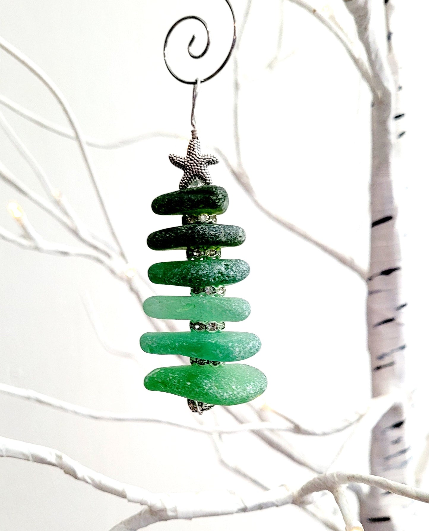 Sea Glass Christmas Tree Ornament/Sea Glass Pine Tree Ornament/Genuine Sea Glass Tree Ornament/201