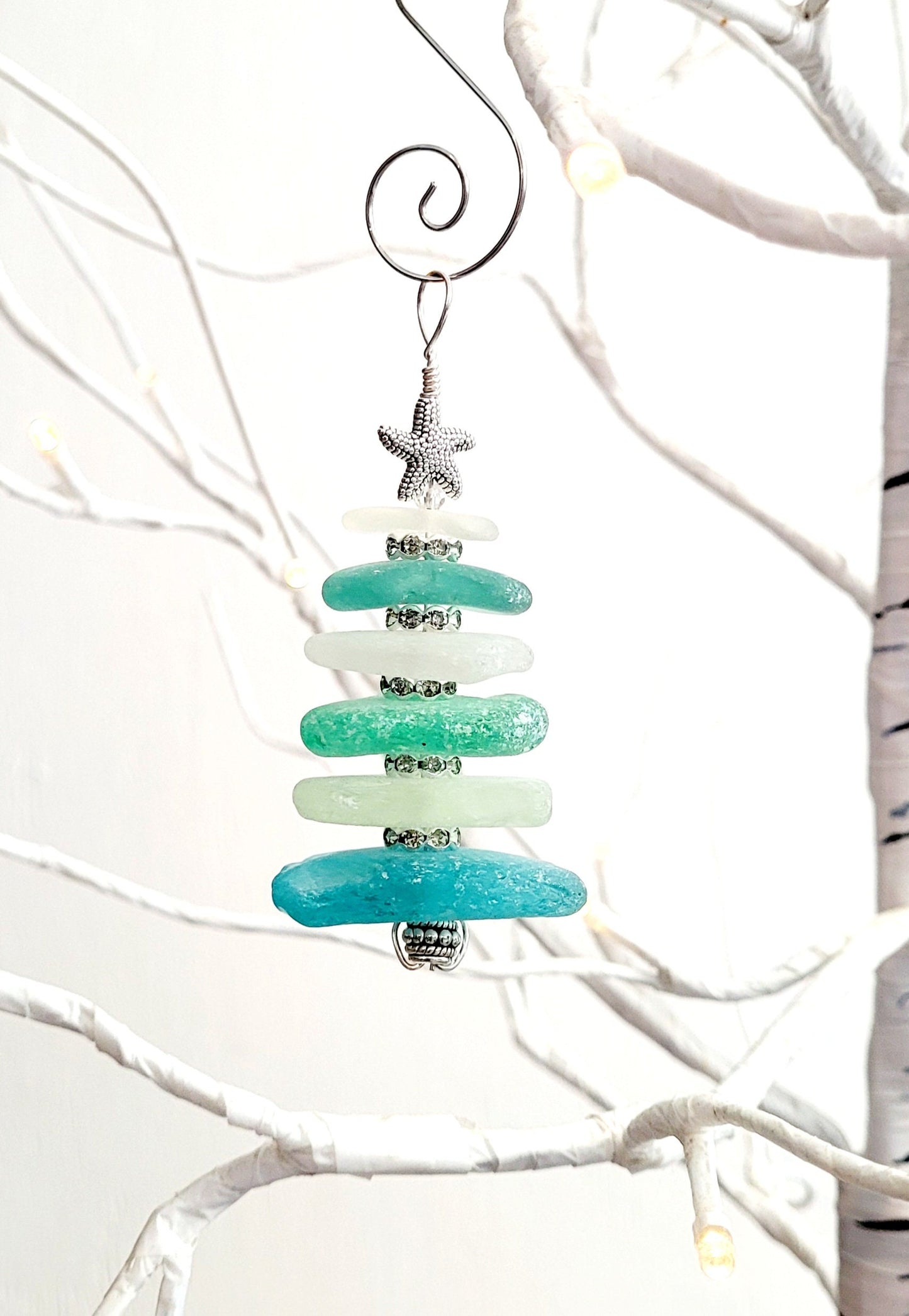 Sea Glass Christmas Tree Ornament/Sea Glass Pine Tree Ornament/Genuine Sea Glass Tree Ornament/202