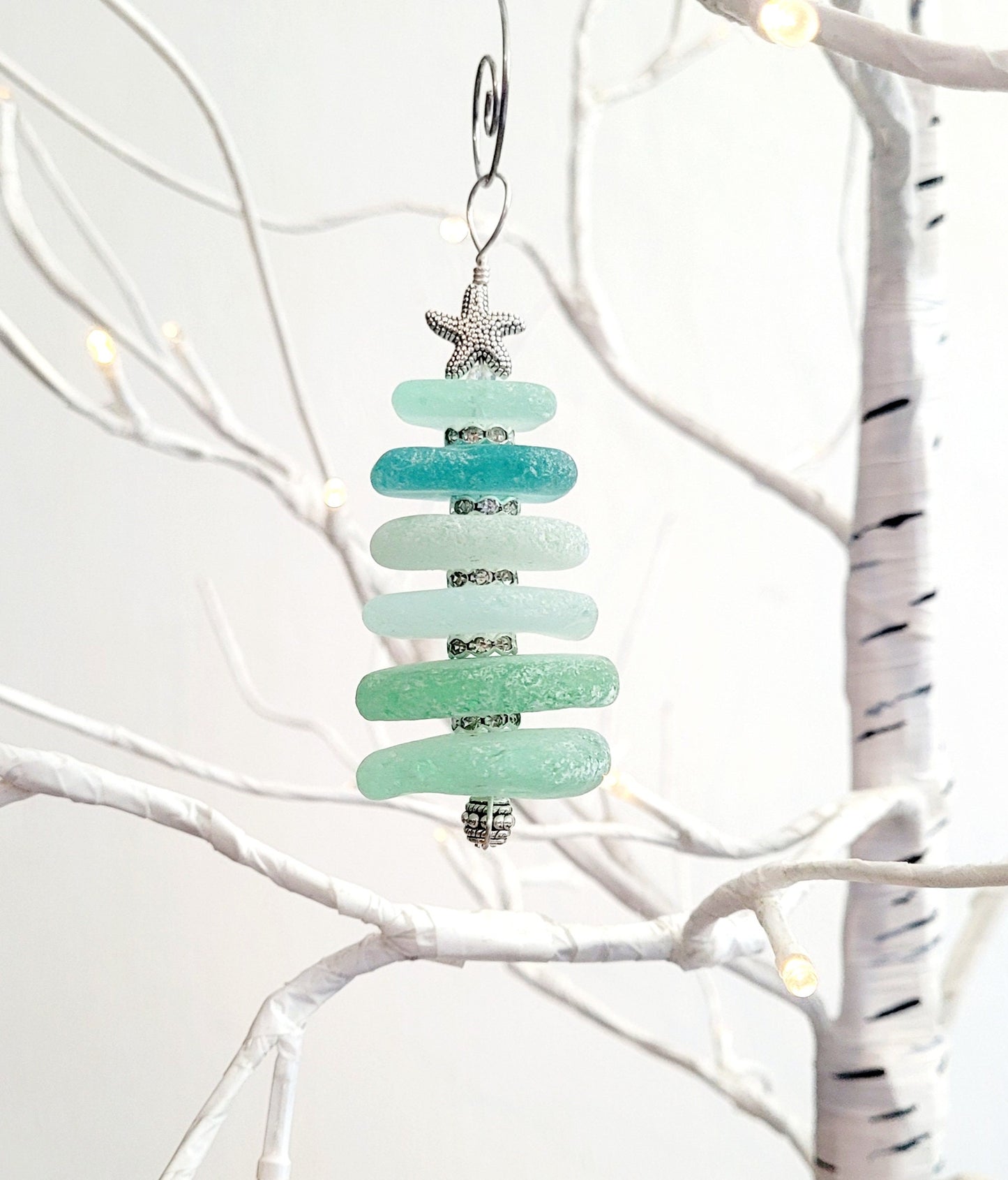 Sea Glass Christmas Tree Ornament/Sea Glass Pine Tree Ornament/Genuine Sea Glass Tree Ornament/203