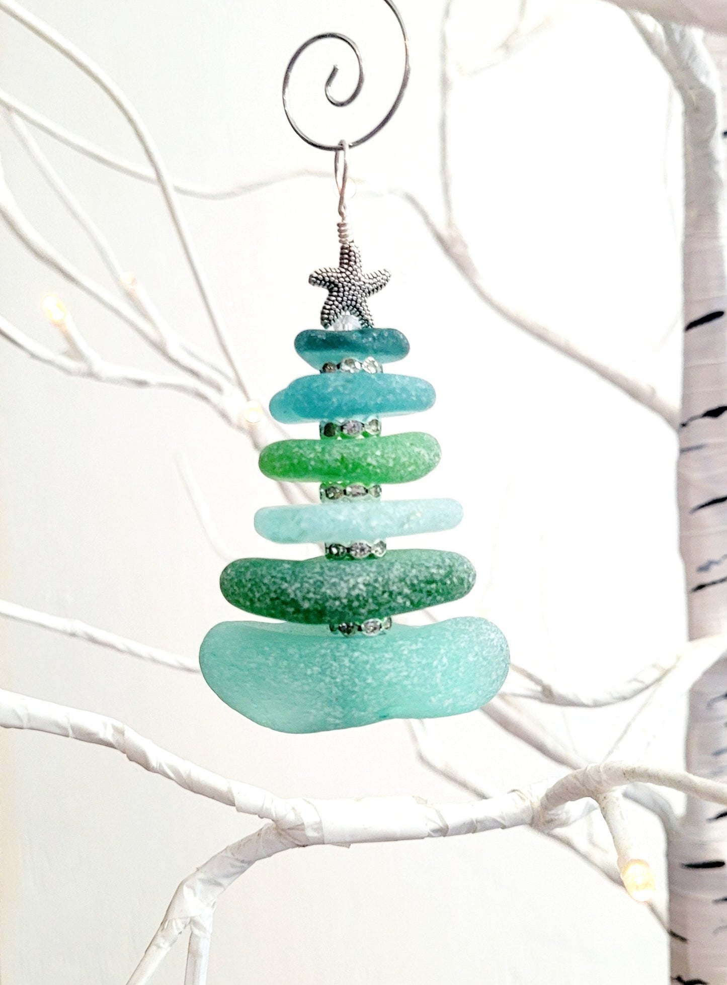 Sea Glass Christmas Tree Ornament/Sea Glass Pine Tree Ornament/Genuine Sea Glass Tree Ornament/207