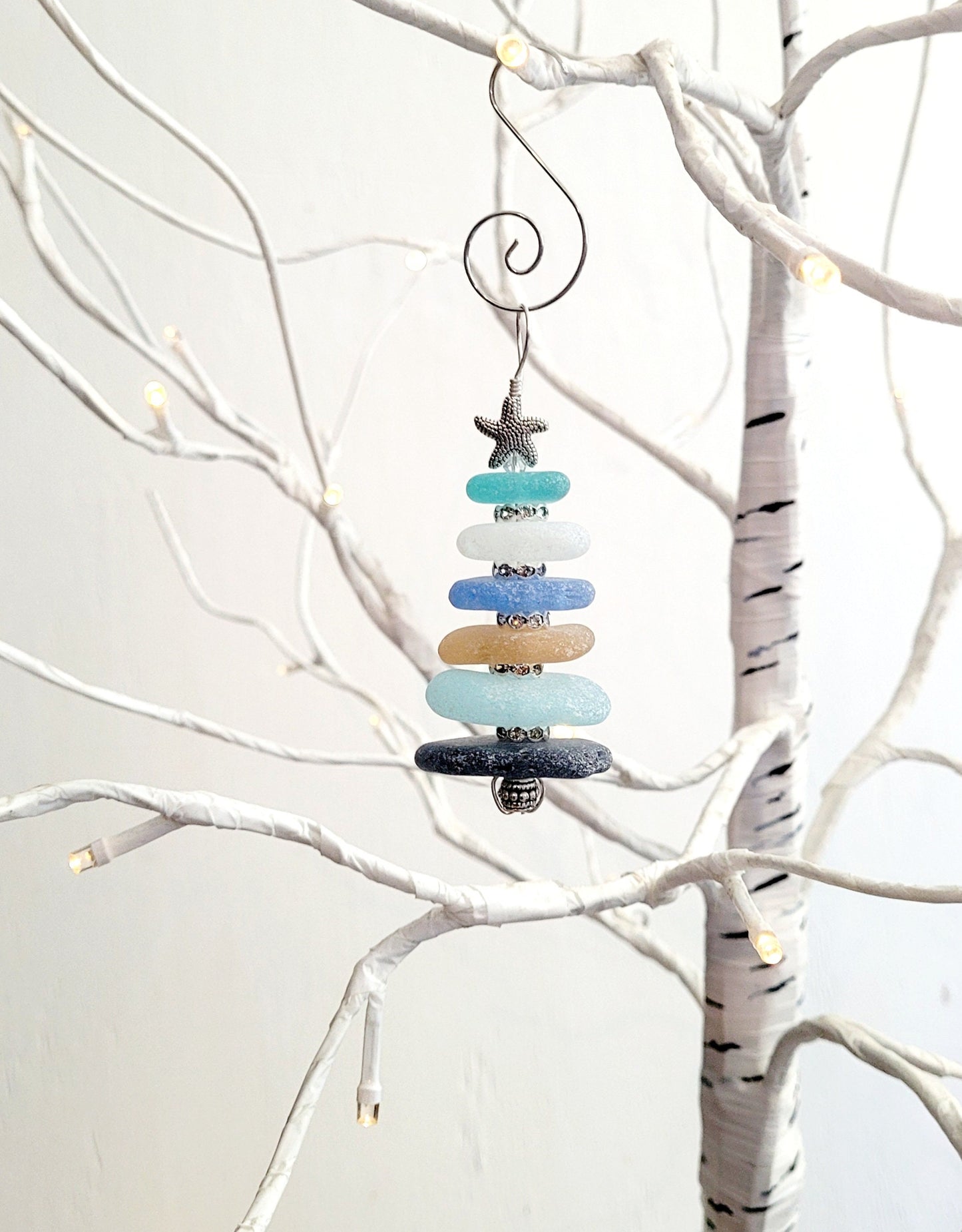 Sea Glass Christmas Tree Ornament/Sea Glass Pine Tree Ornament/Genuine Sea Glass Tree Ornament/208