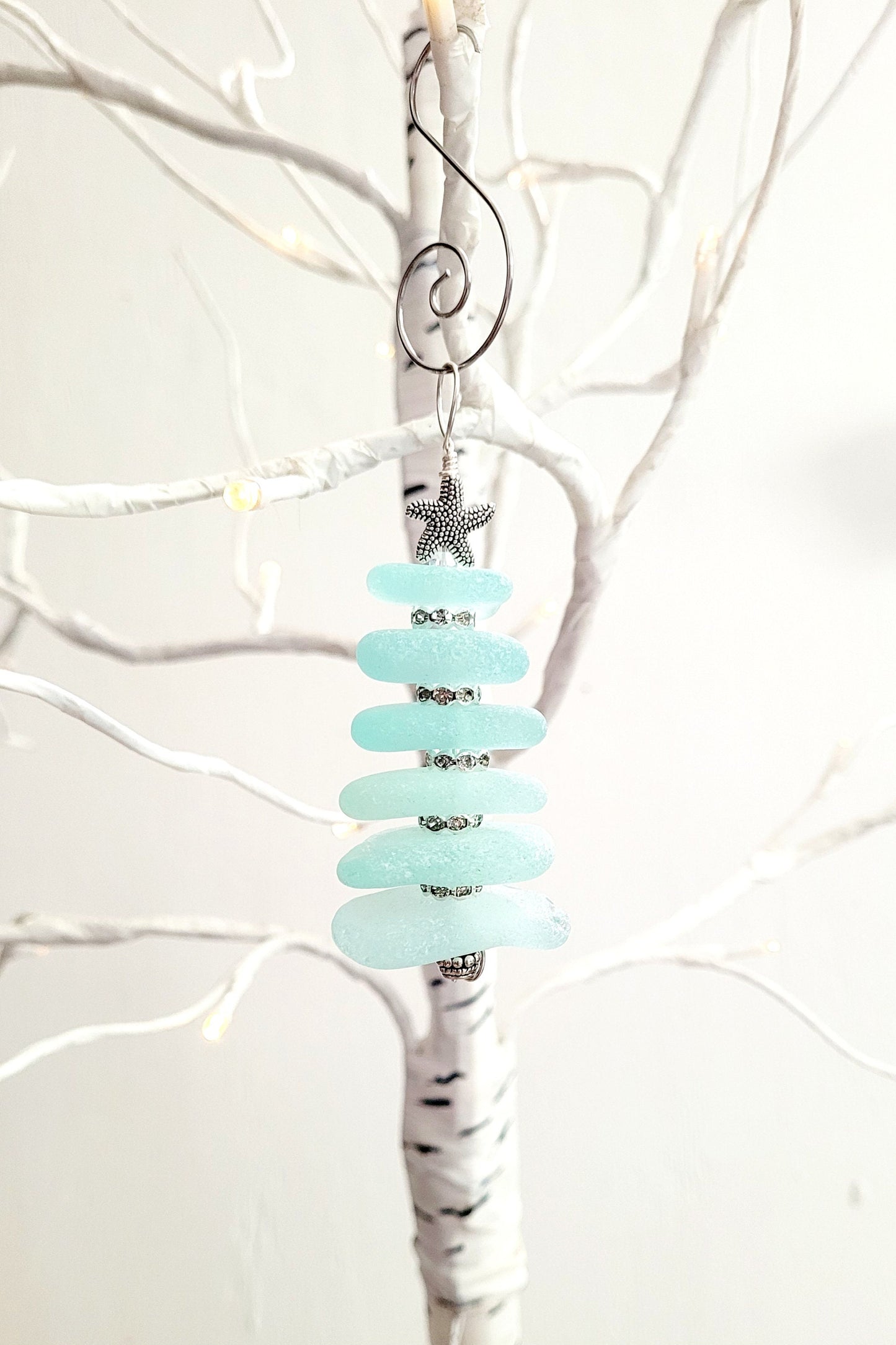 Sea Glass Christmas Tree Ornament/Sea Glass Pine Tree Ornament/Genuine Sea Glass Tree Ornament/9c