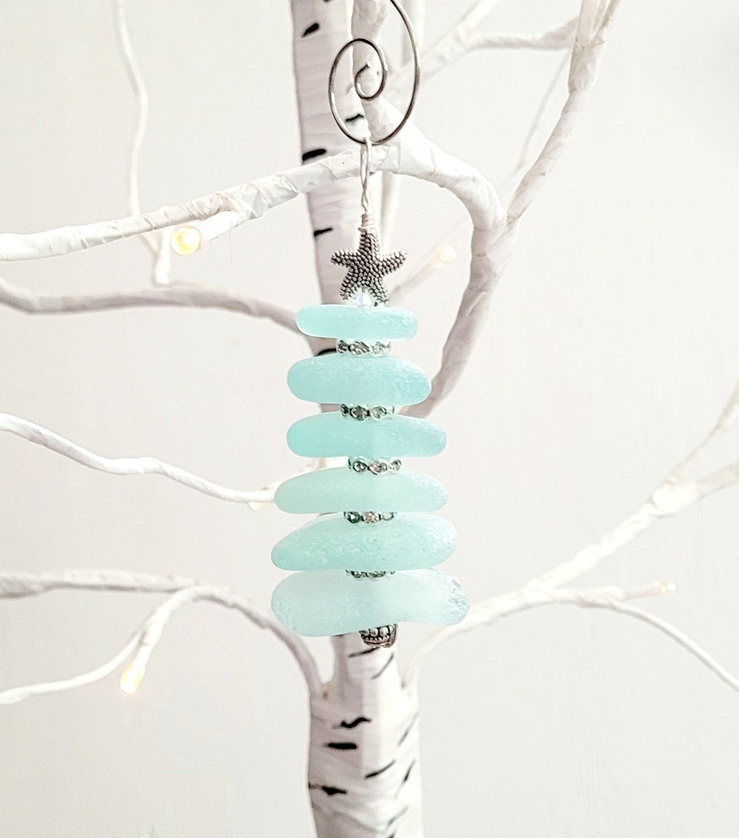 Sea Glass Christmas Tree Ornament/Sea Glass Pine Tree Ornament/Genuine Sea Glass Tree Ornament/9c