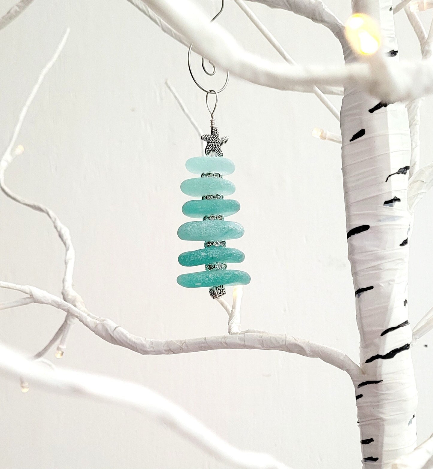 Sea Glass Christmas Tree Ornament/Sea Glass Pine Tree Ornament/Genuine Sea Glass Tree Ornament/10c