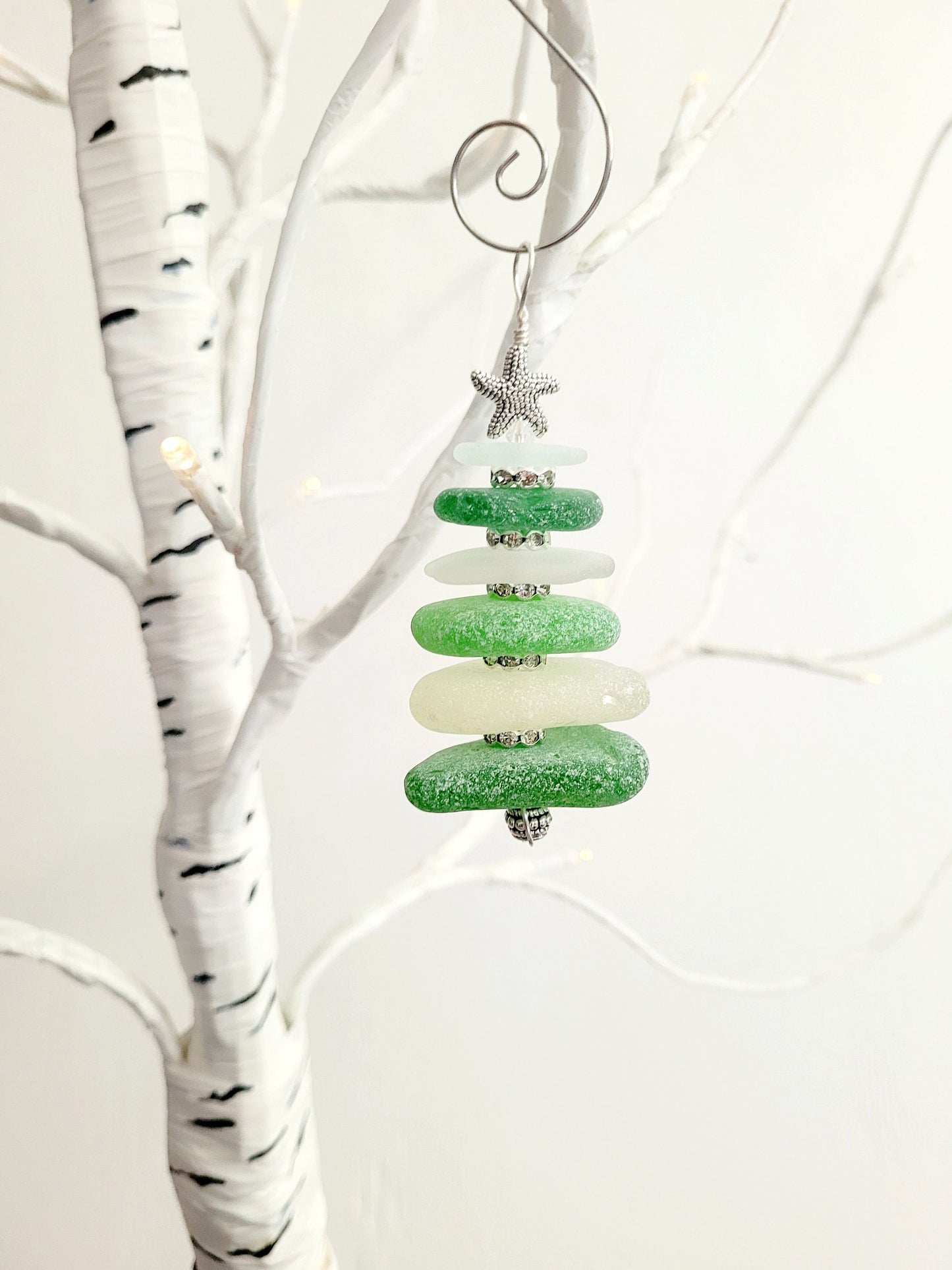 Genuine Sea Glass Christmas Tree Ornament/3 inches/Genuine Sea Glass Ornament/16c