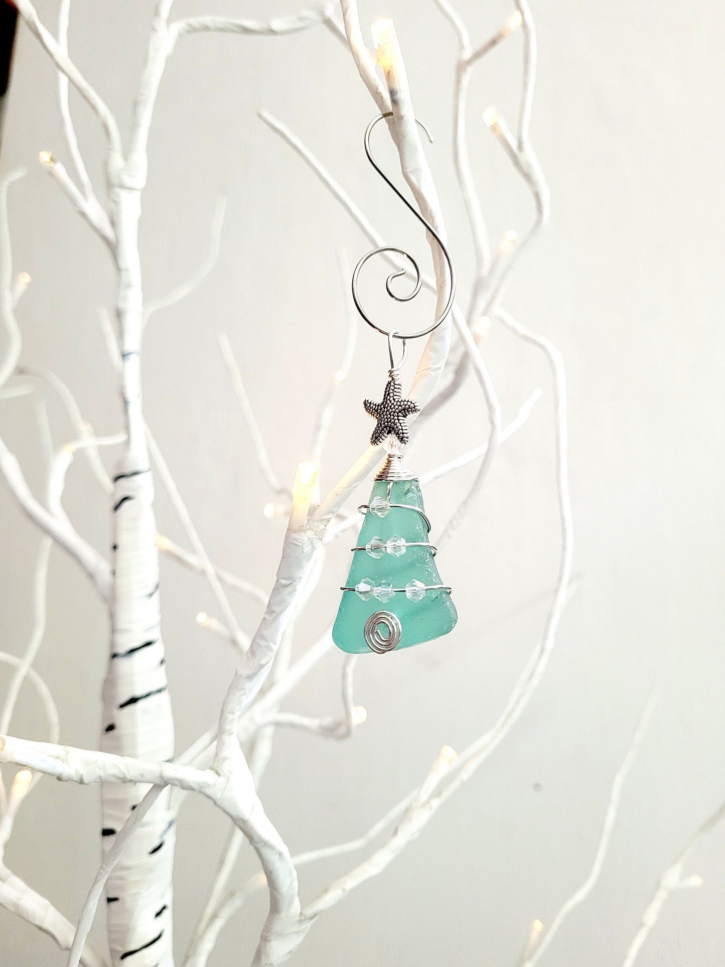 Genuine Sea Glass Christmas Tree Pendant/Sea Glass Christmas Tree Ornament/Coastal Ornament/Beach Decor/9d