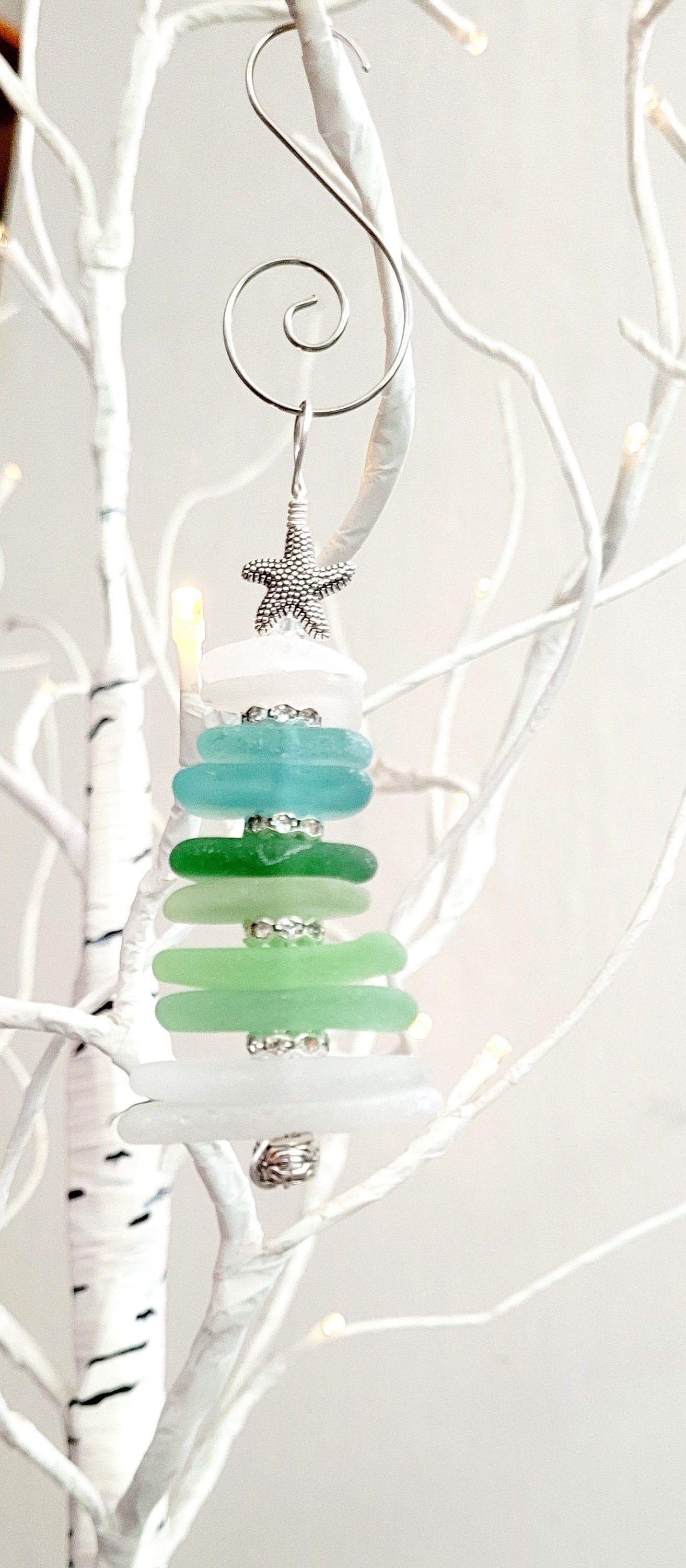 Sea Glass Christmas Tree Ornament/Sea Glass Pine Tree Ornament/Genuine Sea Glass Tree Ornament/209