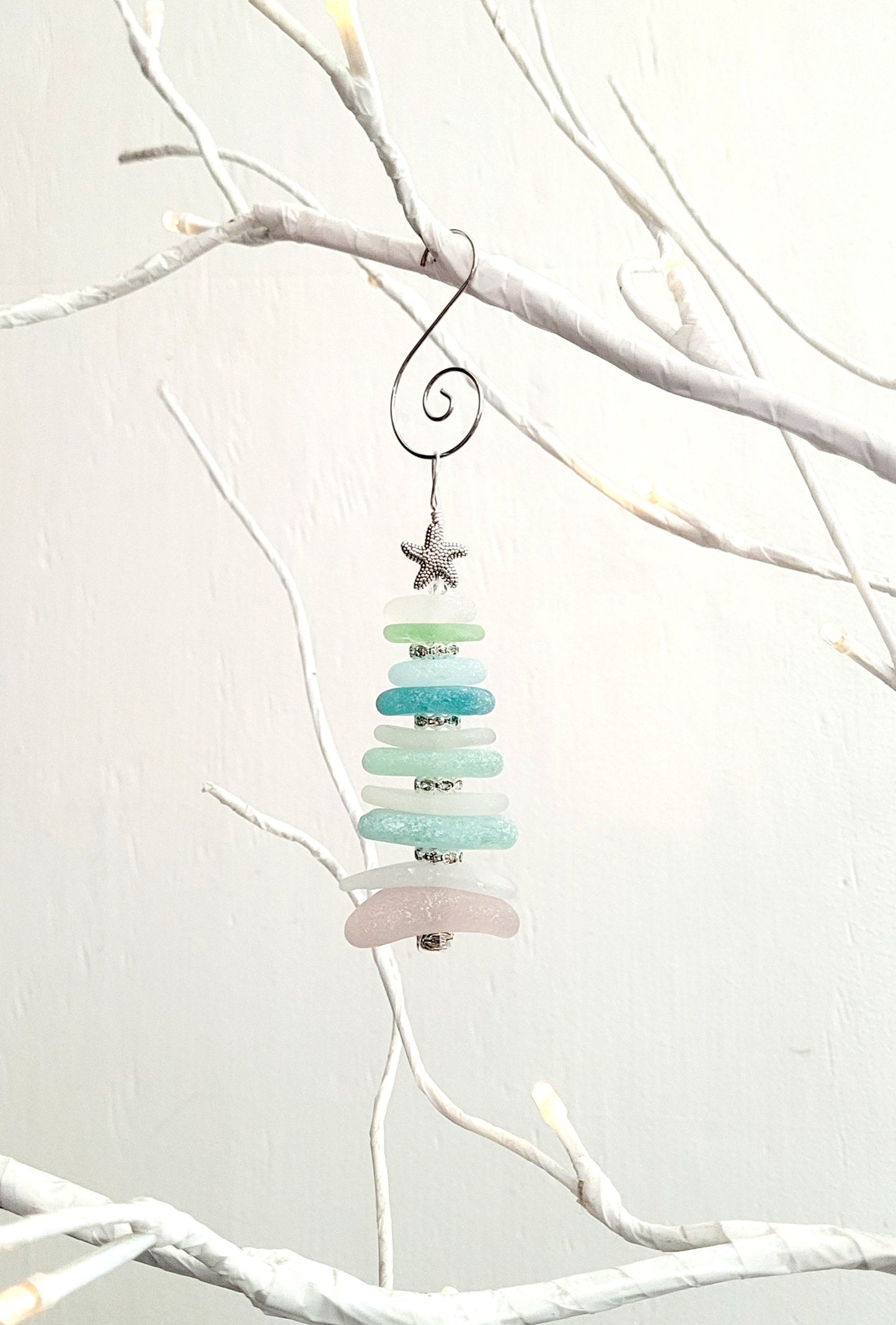 Sea Glass Christmas Tree Ornament/Sea Glass Pine Tree Ornament/Genuine Sea Glass Tree Ornament/211