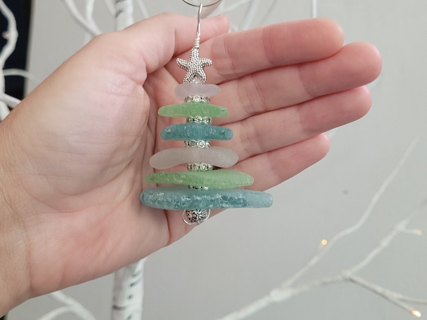 Genuine Sea Glass Christmas Tree Ornament/3 inches/Genuine Sea Glass Ornament/213