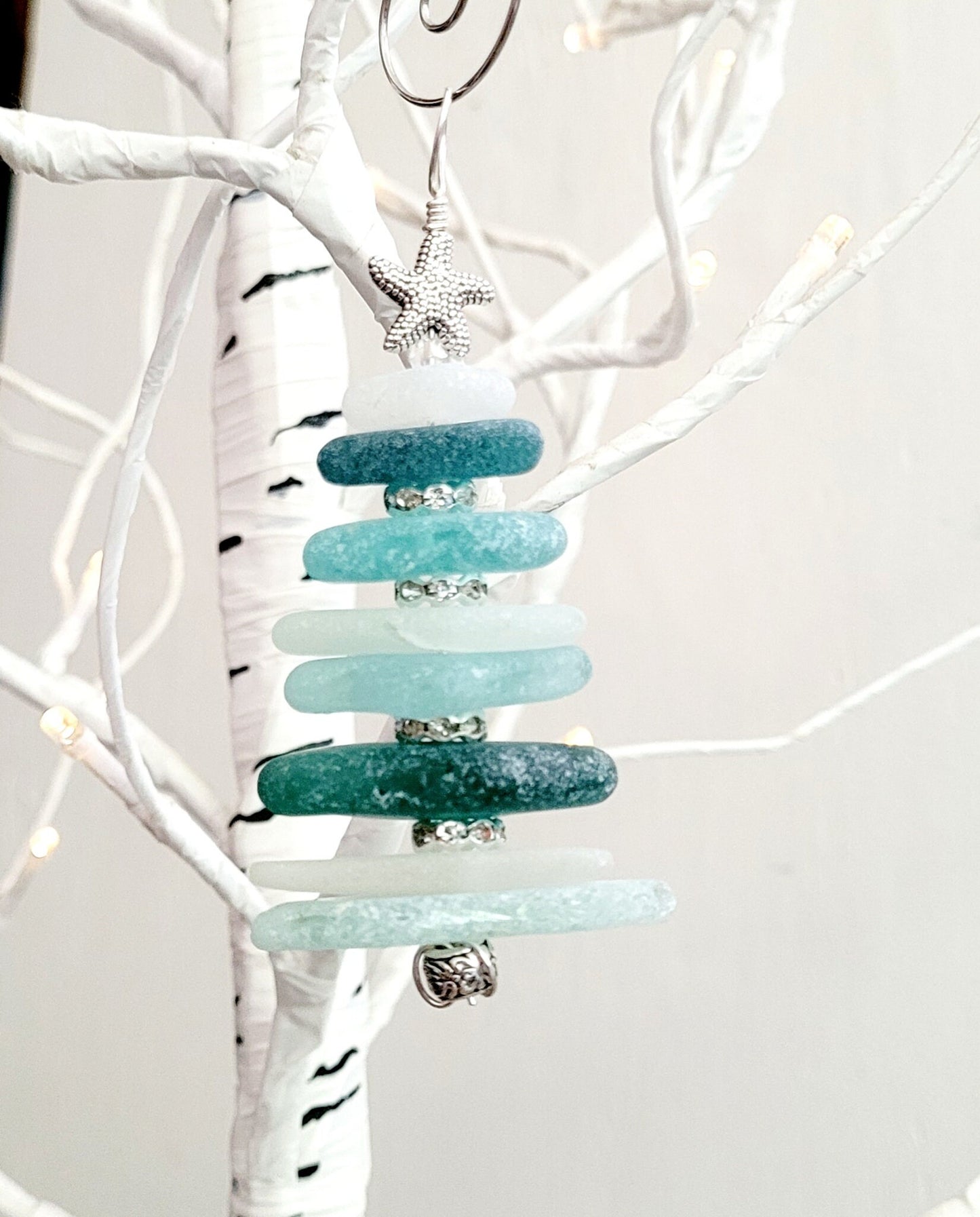 Sea Glass Christmas Tree Ornament/Sea Glass Pine Tree Ornament/Genuine Sea Glass Tree Ornament/214