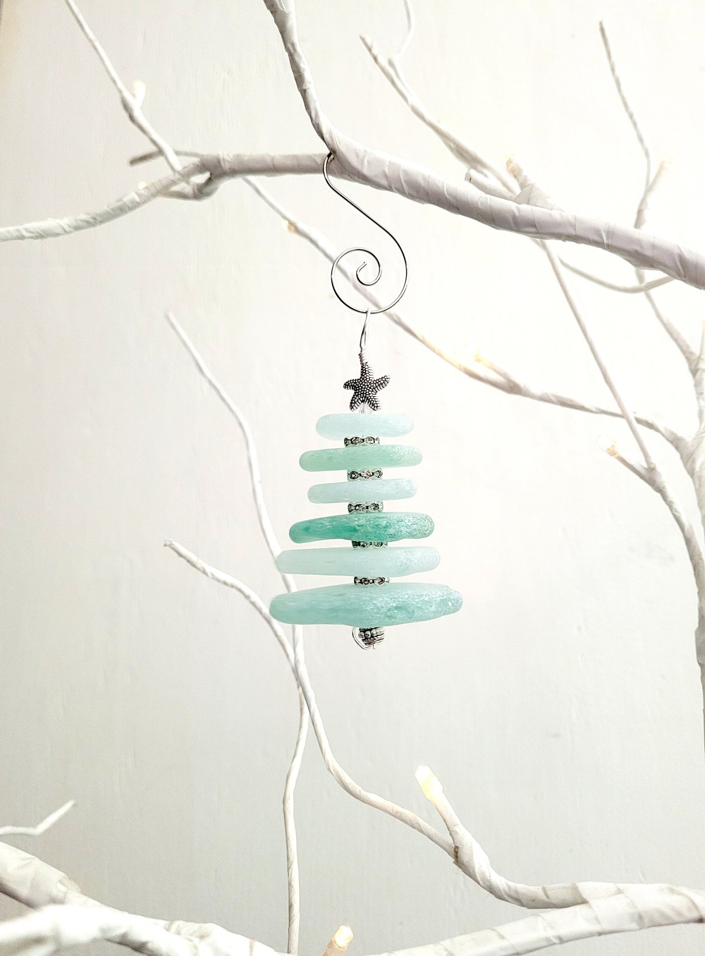 Sea Glass Christmas Tree Ornament/Sea Glass Pine Tree Ornament/Genuine Sea Glass Tree Ornament/216