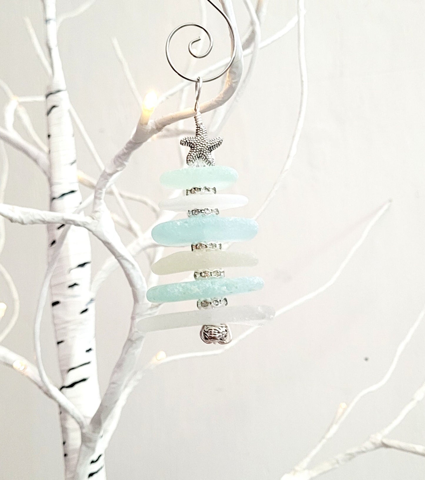 Sea Glass Christmas Tree Ornament/Sea Glass Pine Tree Ornament/Genuine Sea Glass Tree Ornament/219