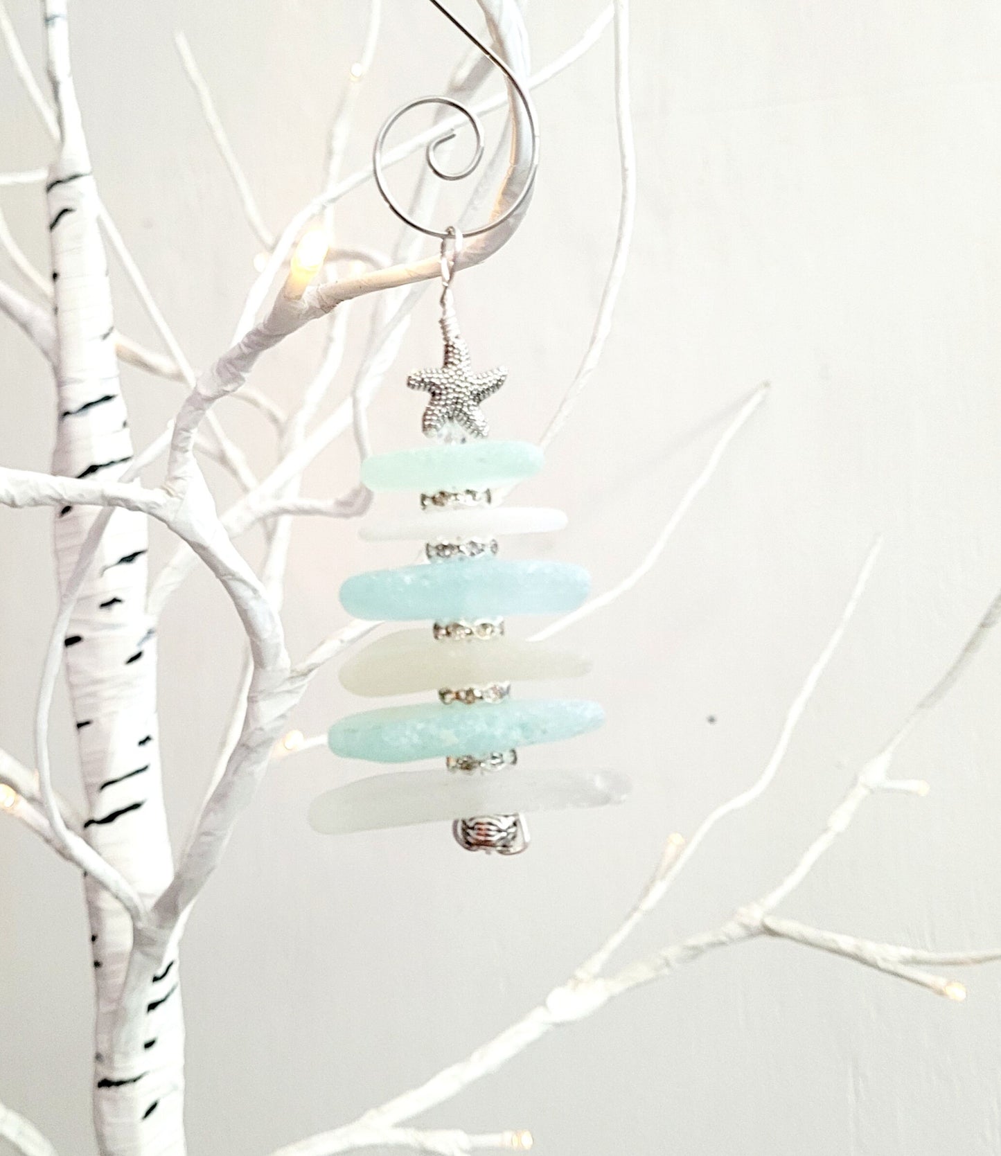 Sea Glass Christmas Tree Ornament/Sea Glass Pine Tree Ornament/Genuine Sea Glass Tree Ornament/219