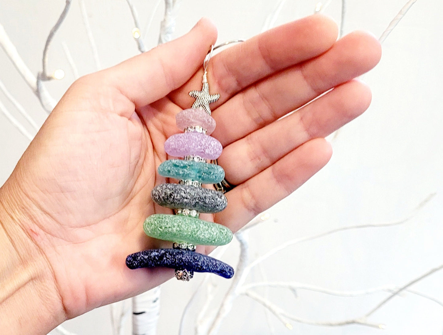 Sea Glass Christmas Tree Ornament/Rare Color Sea Glass/Sea Glass Pine Tree Ornament/Genuine Sea Glass Tree Ornament/280