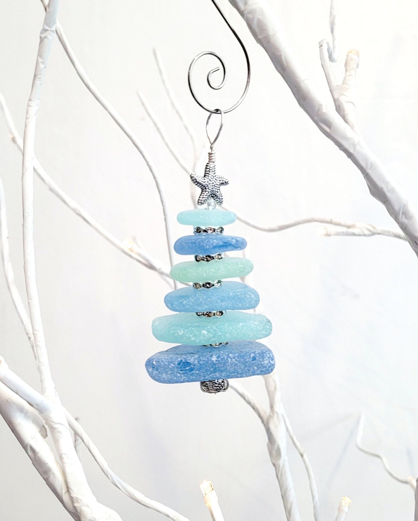 Sea Glass Christmas Tree Ornament/Sea Glass Pine Tree Ornament/Genuine Sea Glass Tree Ornament/279