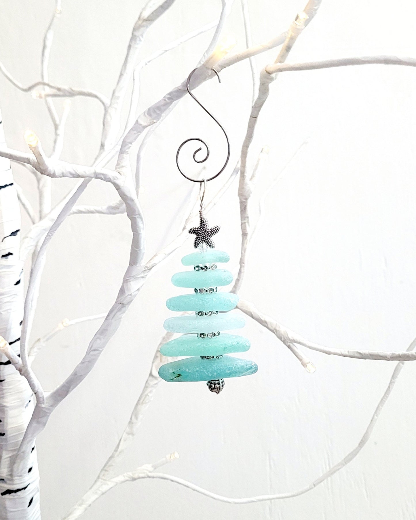 Sea Glass Christmas Tree Ornament/Sea Glass Pine Tree Ornament/Genuine Sea Glass Tree Ornament/220