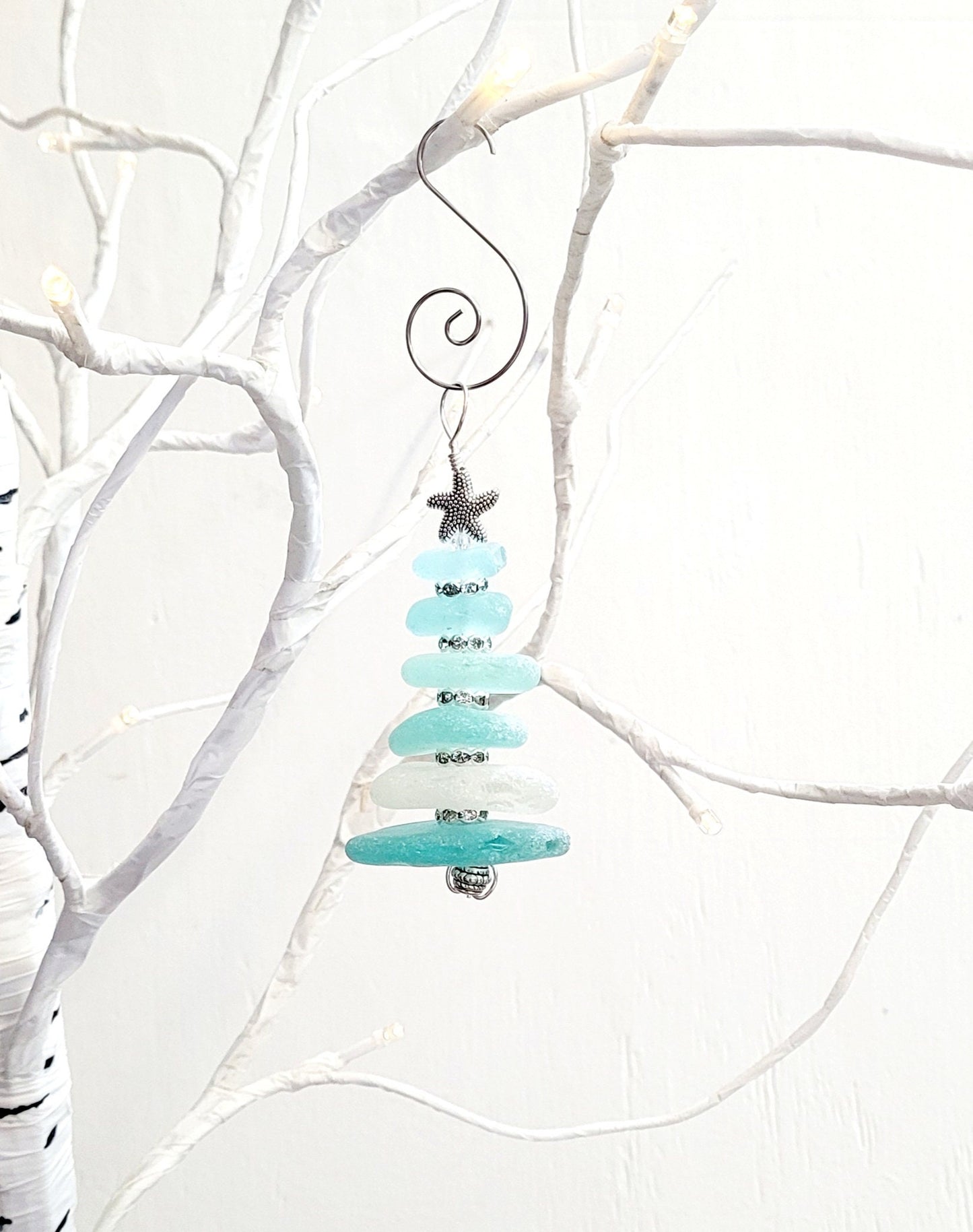 Sea Glass Christmas Tree Ornament/Sea Glass Pine Tree Ornament/Genuine Sea Glass Tree Ornament/221