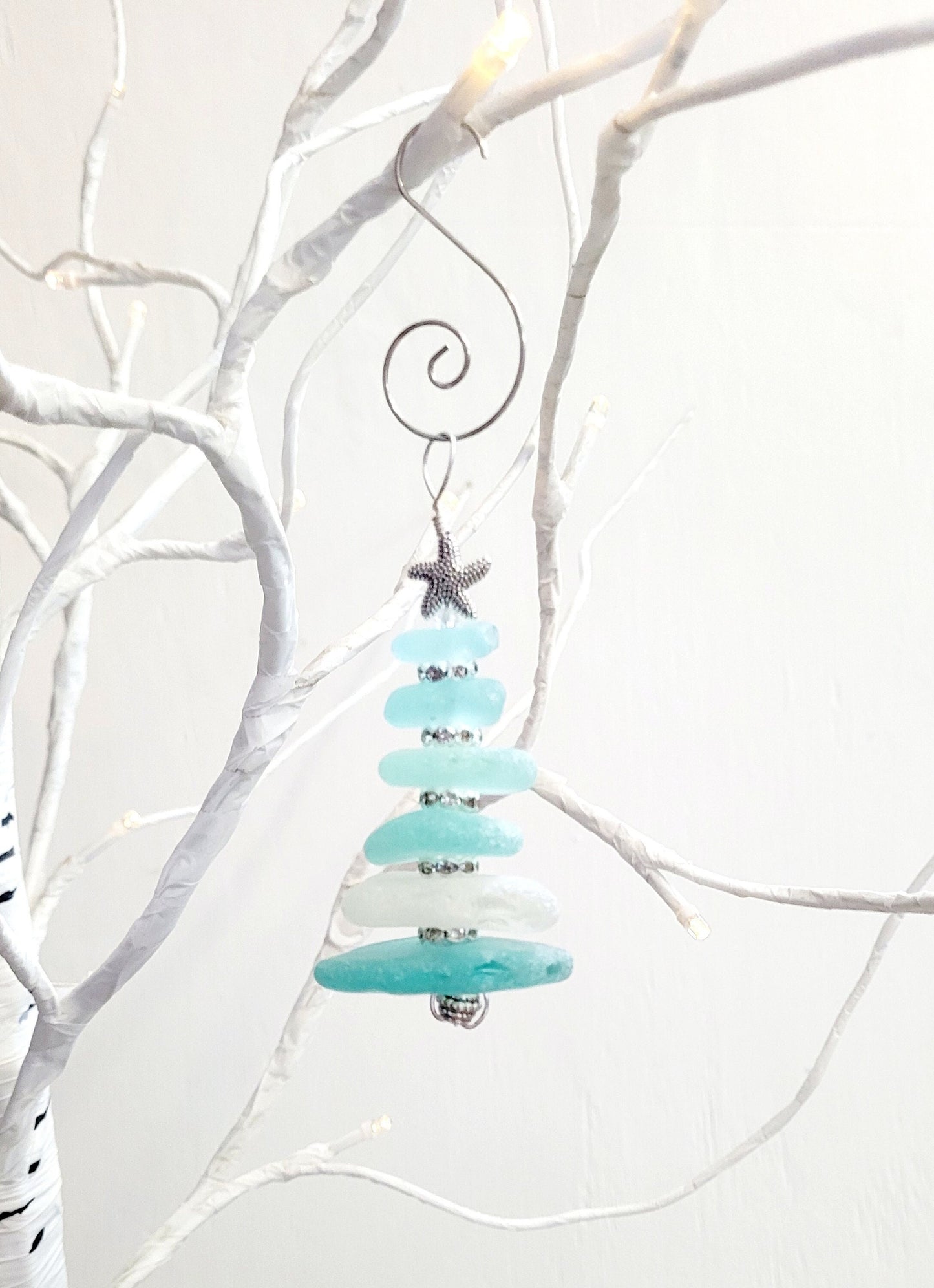 Sea Glass Christmas Tree Ornament/Sea Glass Pine Tree Ornament/Genuine Sea Glass Tree Ornament/221