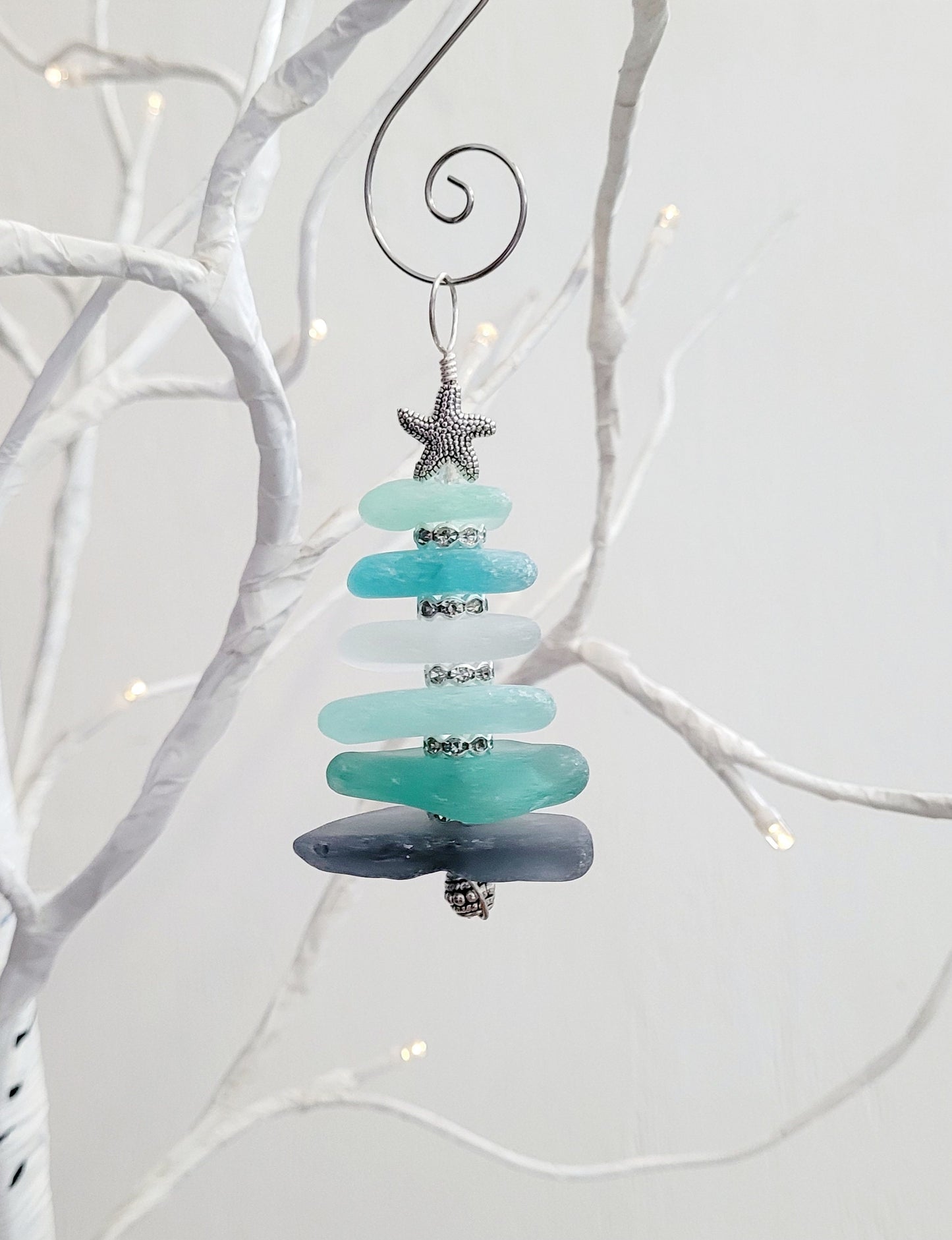 Sea Glass Christmas Tree Ornament/Sea Glass Pine Tree Ornament/Genuine Sea Glass Tree Ornament/222