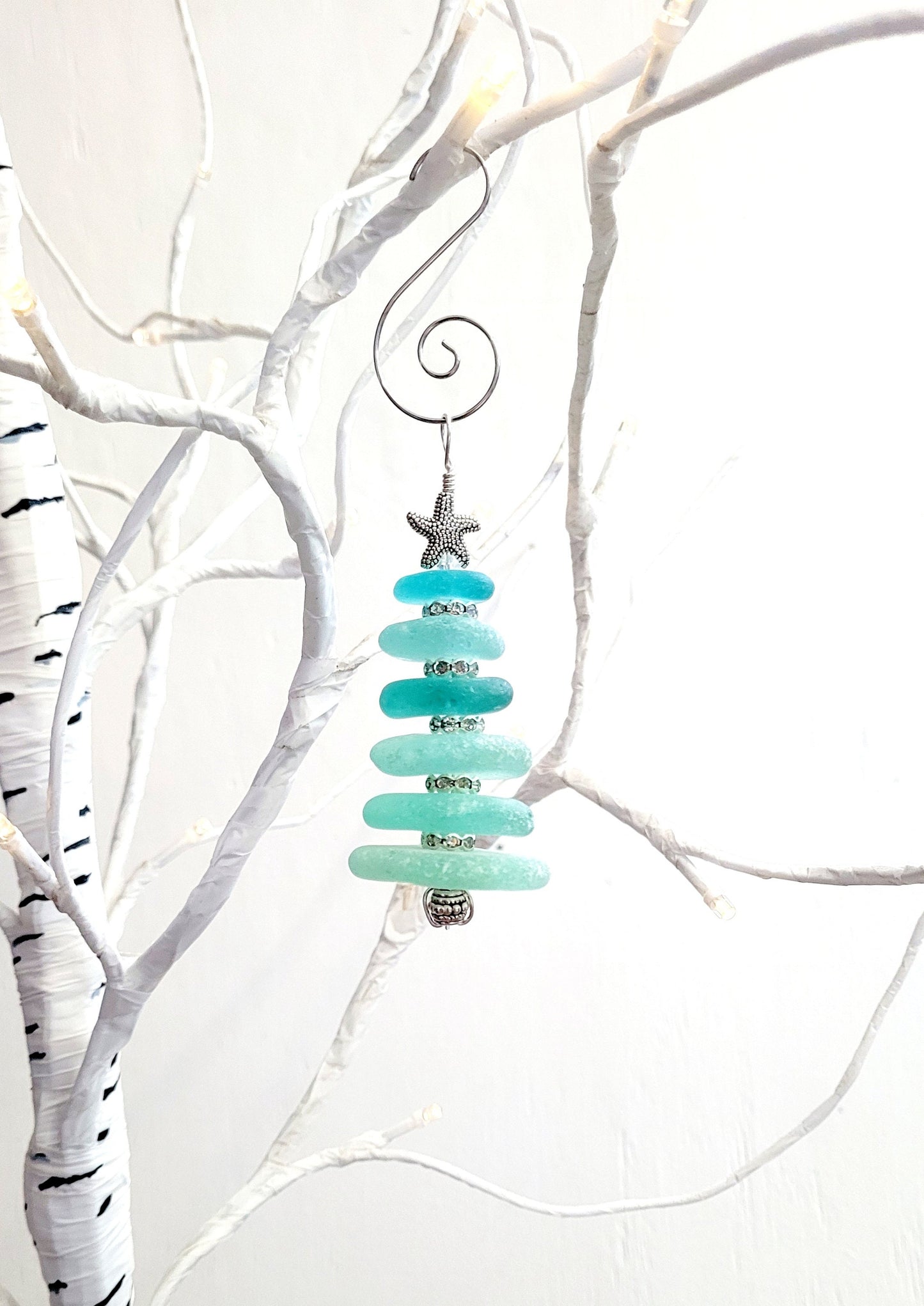 Sea Glass Christmas Tree Ornament/Sea Glass Pine Tree Ornament/Genuine Sea Glass Tree Ornament/223