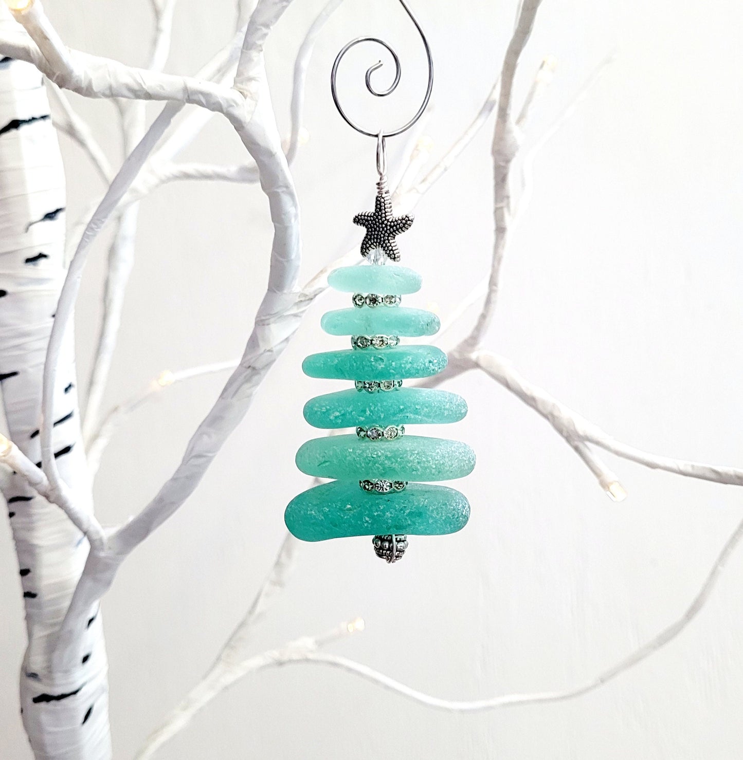 Sea Glass Christmas Tree Ornament/Sea Glass Pine Tree Ornament/Genuine Sea Glass Tree Ornament/224