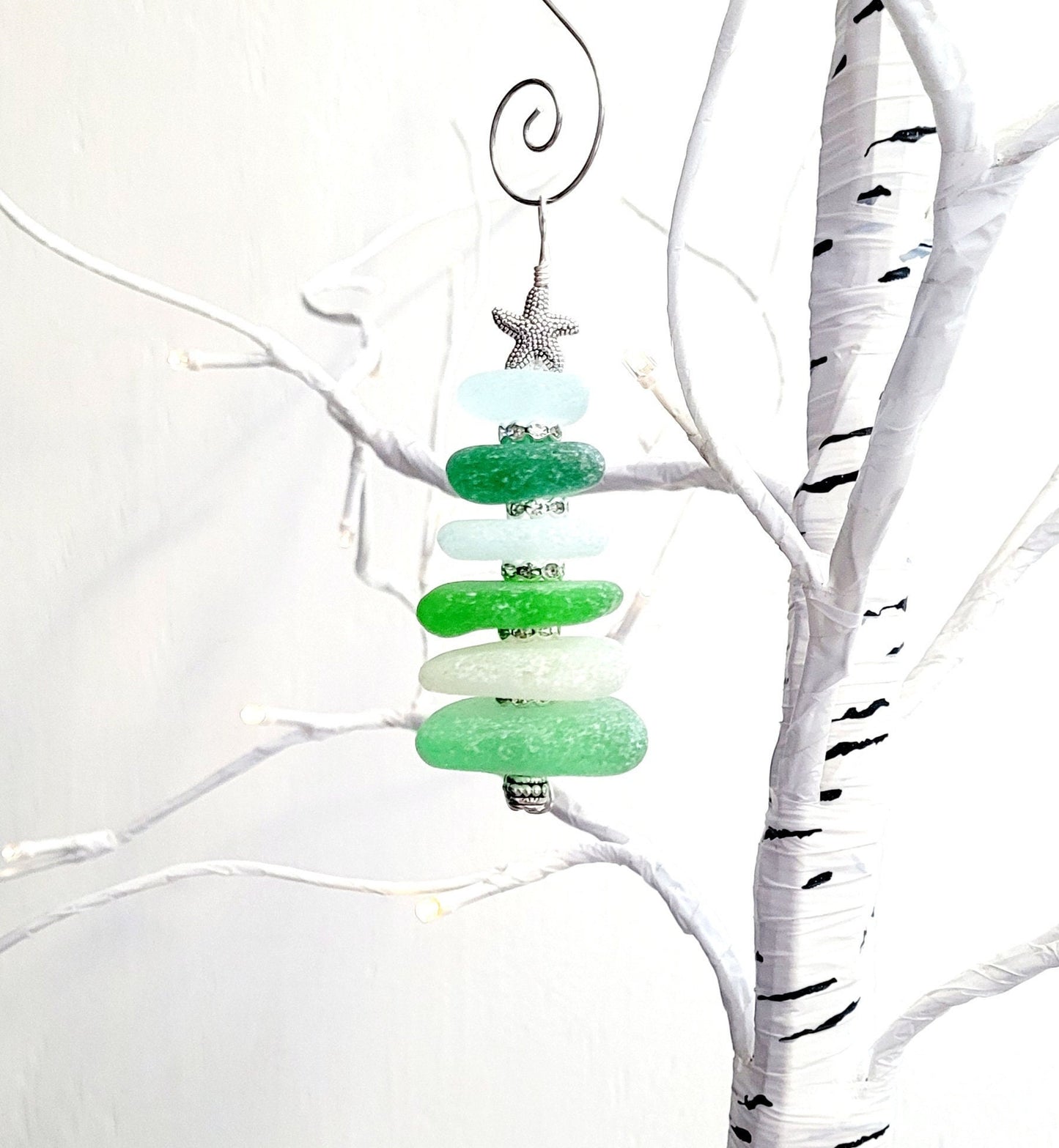 Sea Glass Christmas Tree Ornament/Sea Glass Pine Tree Ornament/Genuine Sea Glass Tree Ornament/225