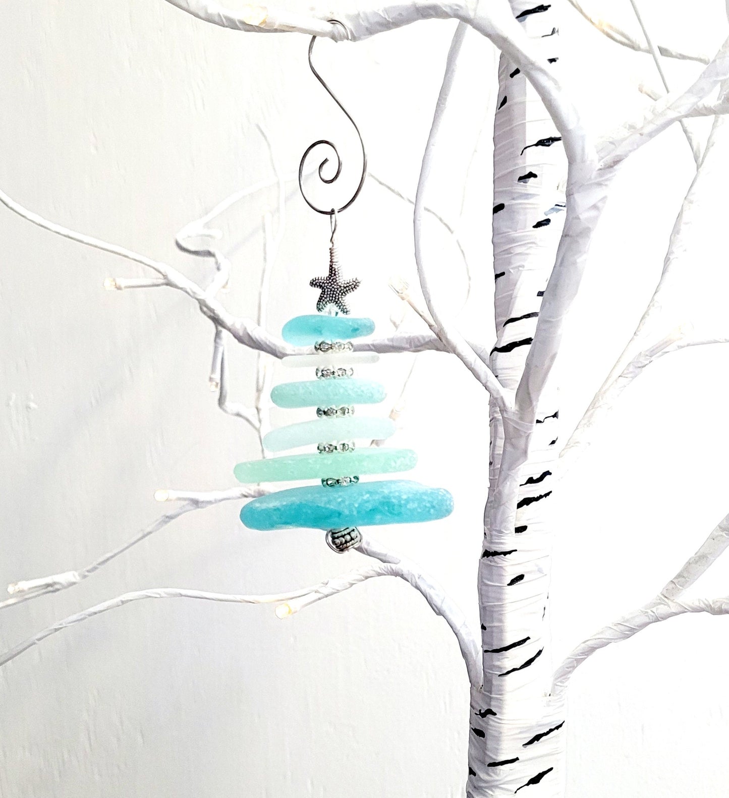 Sea Glass Christmas Tree Ornament/Sea Glass Pine Tree Ornament/Genuine Sea Glass Tree Ornament/226