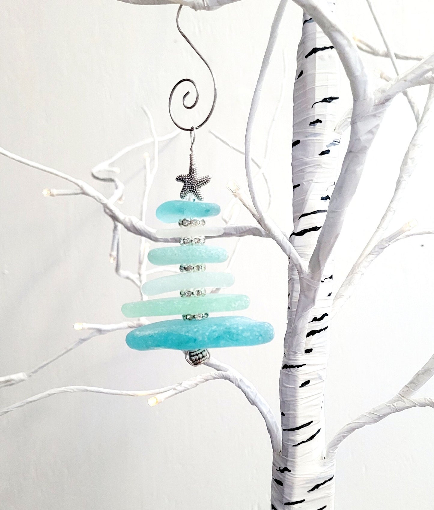 Sea Glass Christmas Tree Ornament/Sea Glass Pine Tree Ornament/Genuine Sea Glass Tree Ornament/226