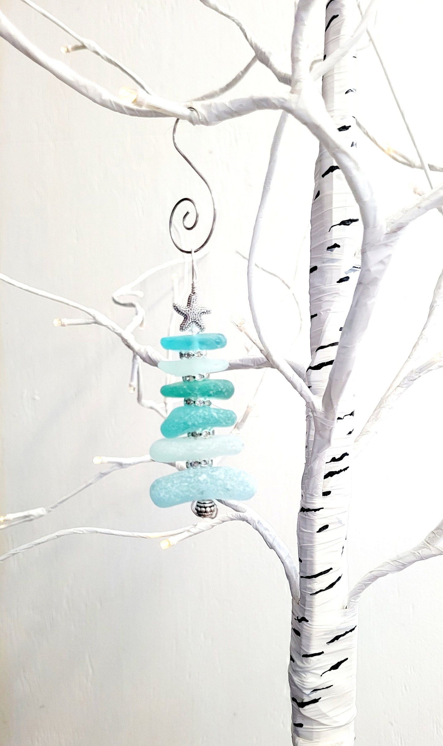 Sea Glass Christmas Tree Ornament/Sea Glass Pine Tree Ornament/Genuine Sea Glass Tree Ornament/229