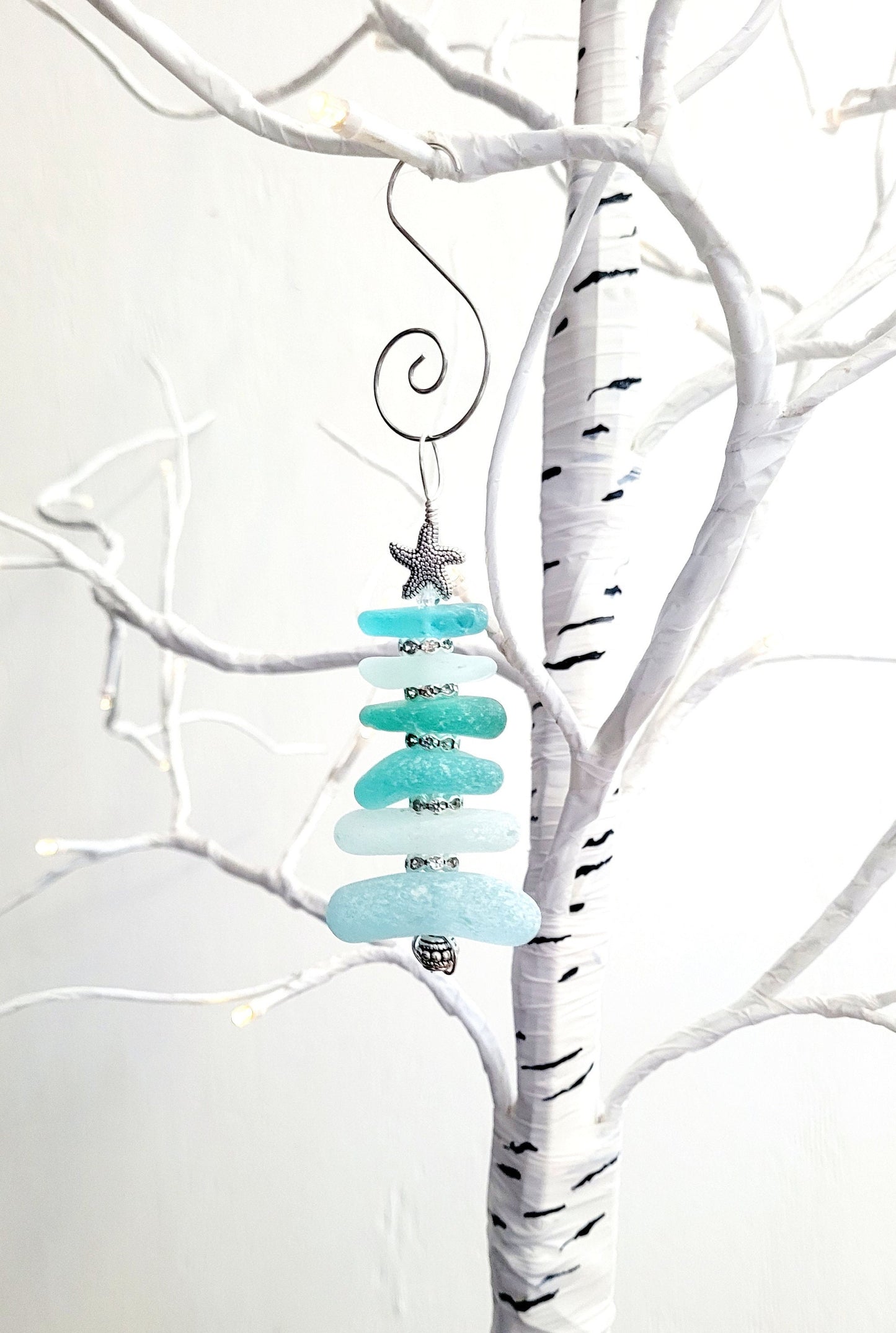 Sea Glass Christmas Tree Ornament/Sea Glass Pine Tree Ornament/Genuine Sea Glass Tree Ornament/229