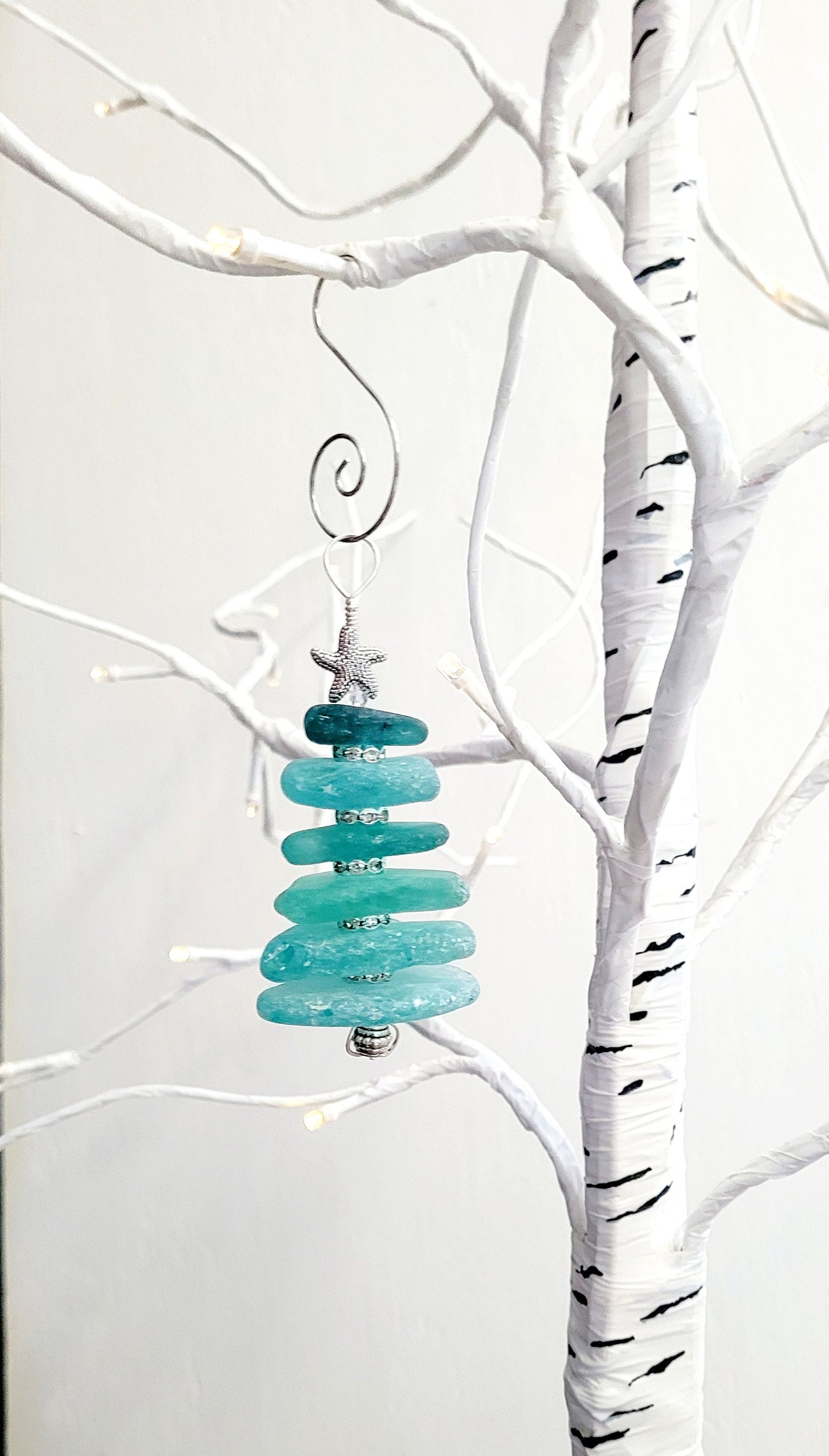 Sea Glass Christmas Tree Ornament/Sea Glass Pine Tree Ornament/Genuine Sea Glass Tree Ornament/230