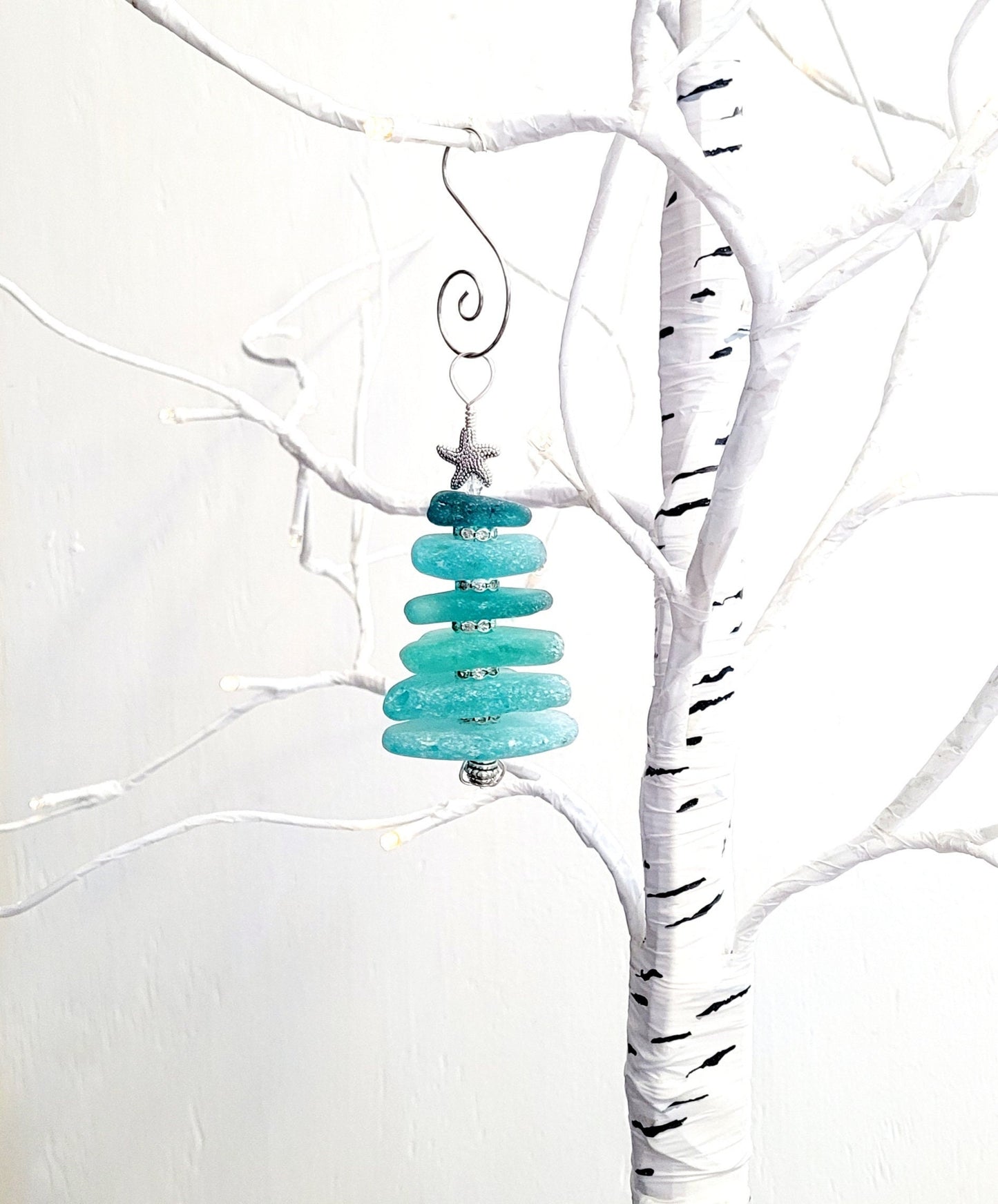 Sea Glass Christmas Tree Ornament/Sea Glass Pine Tree Ornament/Genuine Sea Glass Tree Ornament/230